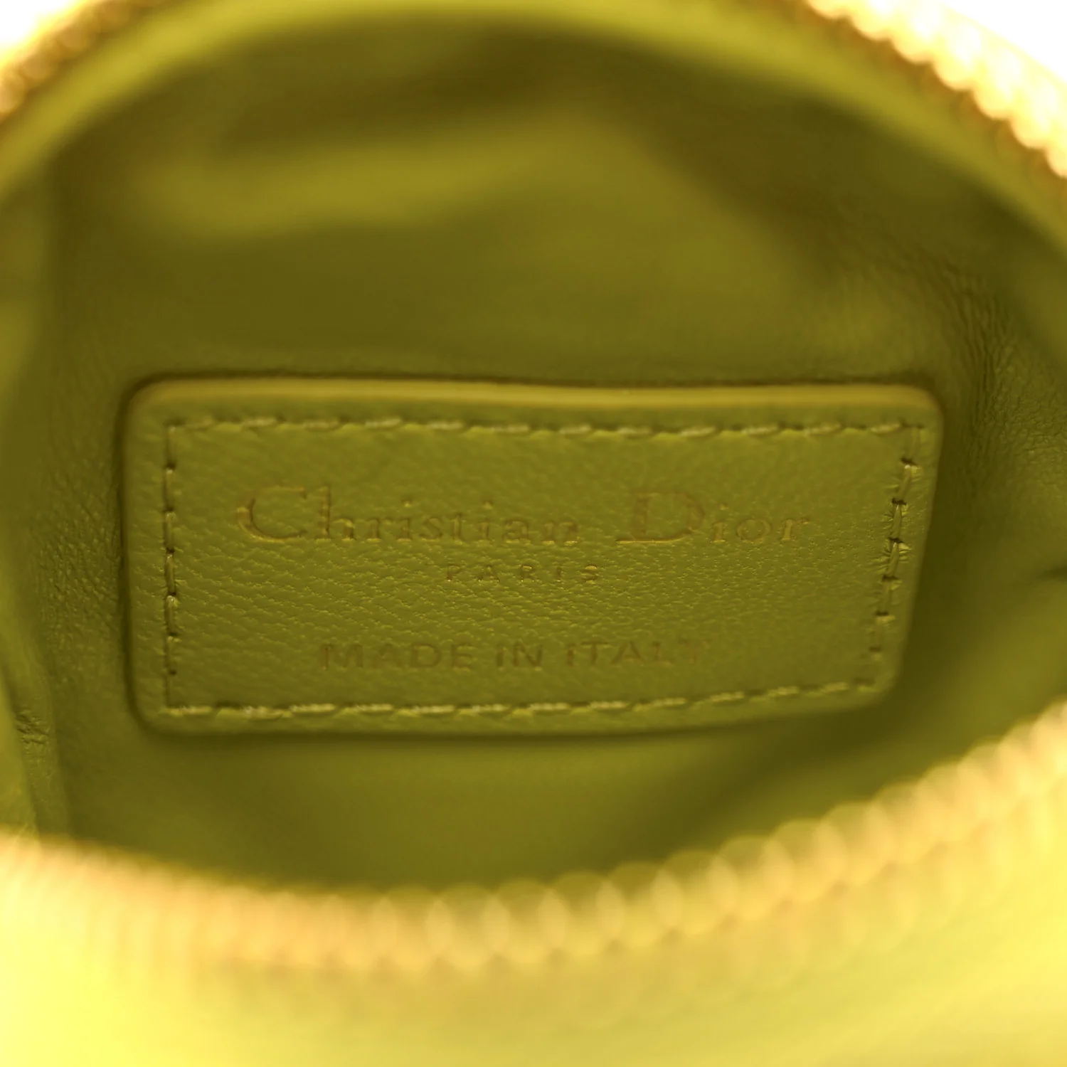 Lambskin Mini Cannage Round Caro Crossbody Pouch Lime - Image 6