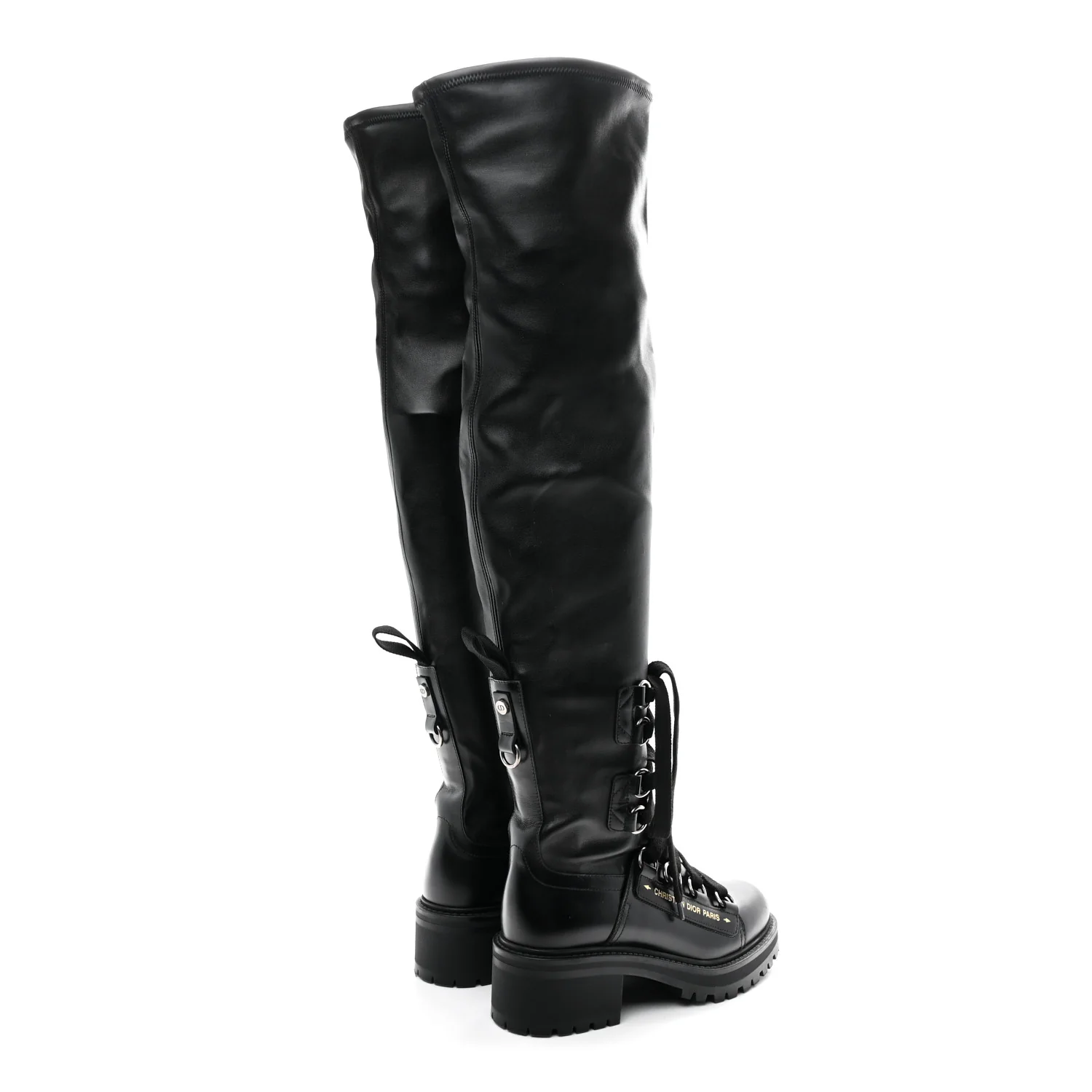 Lambskin Stretch D-Fight Knee Boots 38.5 Black - Image 4