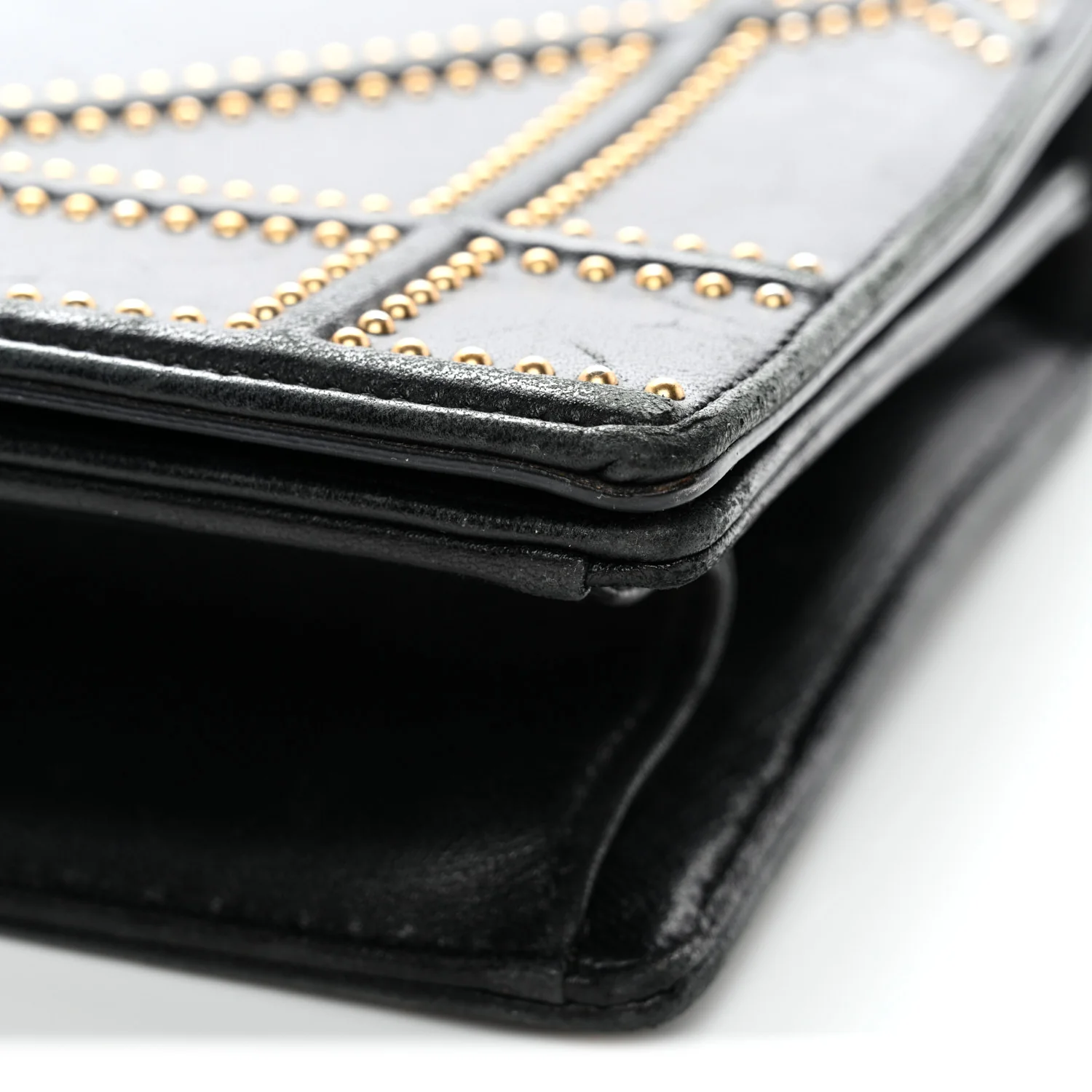 Lambskin Studded Medium Diorama Flap Bag Black - Image 14