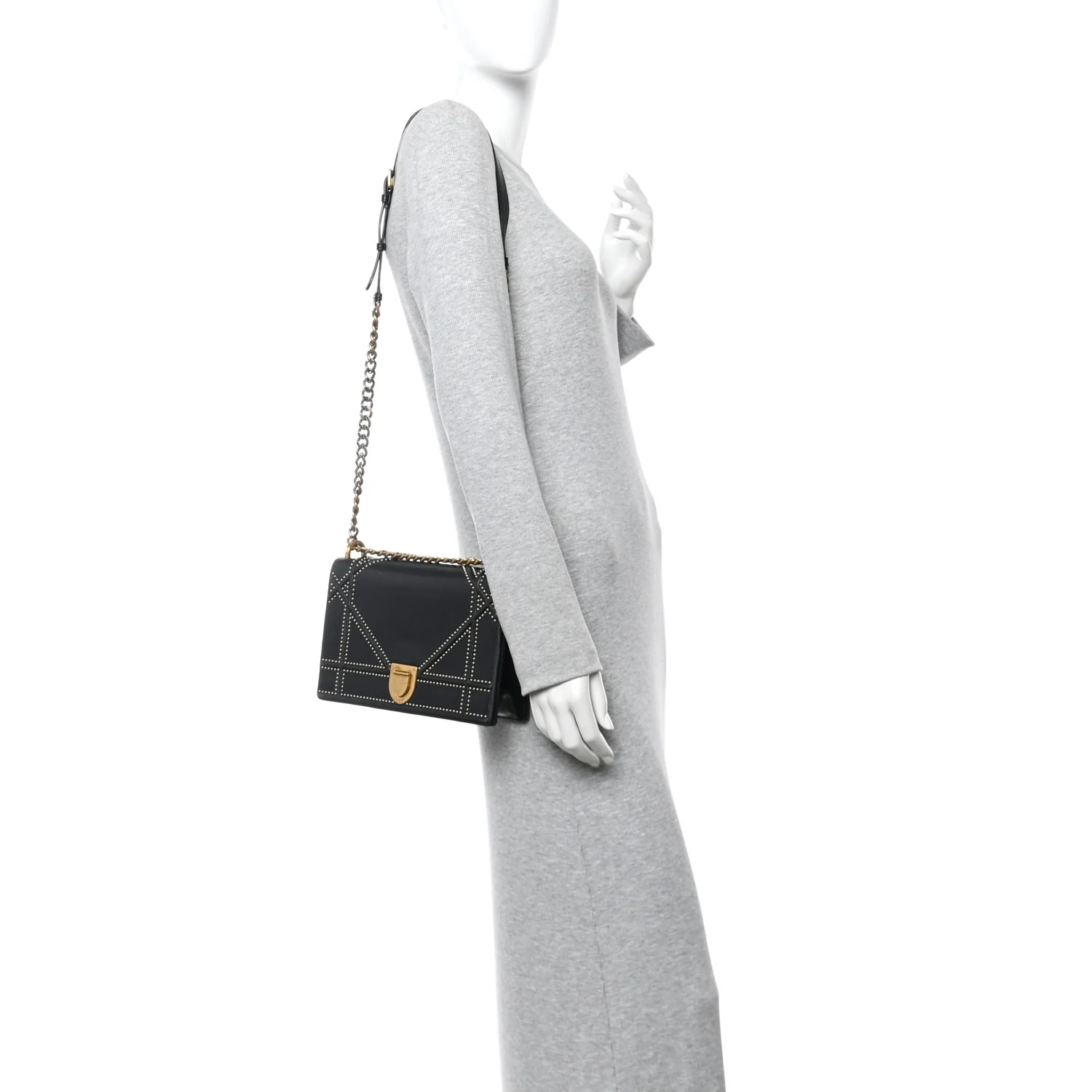 Lambskin Studded Medium Diorama Flap Bag Black - Image 2