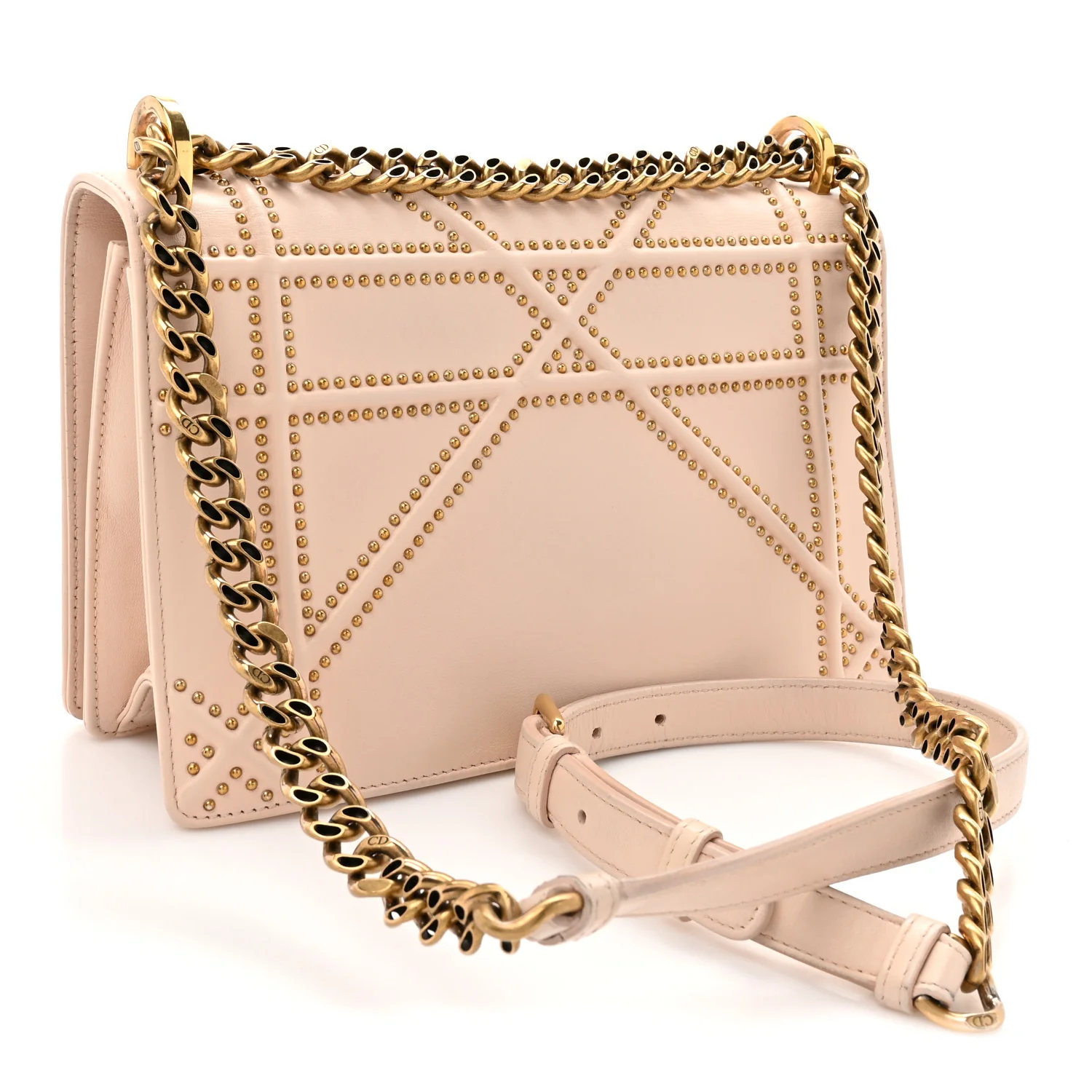 Lambskin Studded Medium Diorama Flap Bag Rose Poudre - Image 3