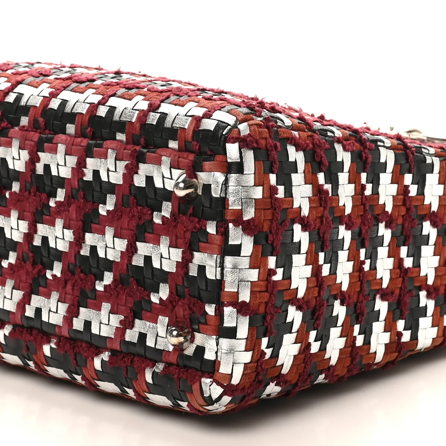 Lambskin Woven Tweed Large Lady Dior Red Multicolor - Image 10