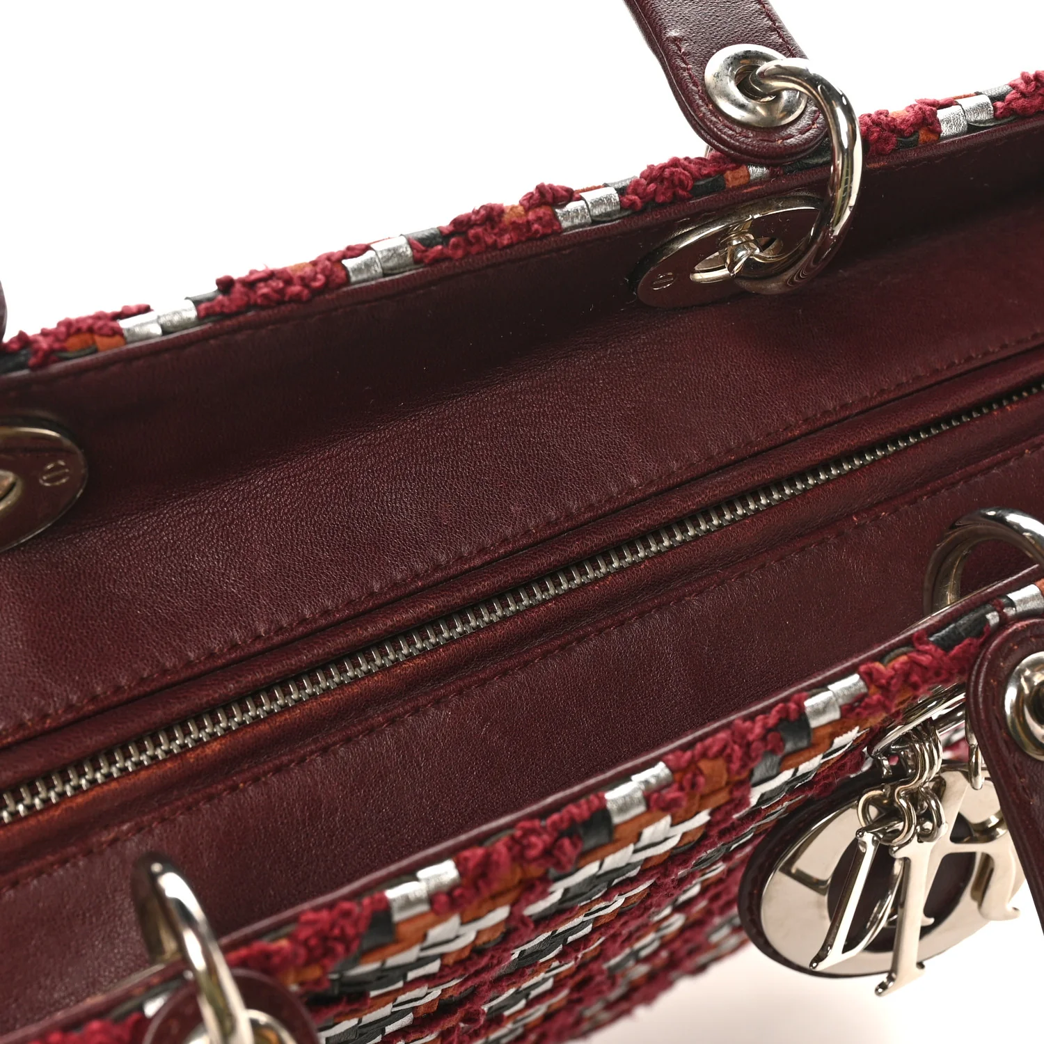 Lambskin Woven Tweed Large Lady Dior Red Multicolor - Image 12
