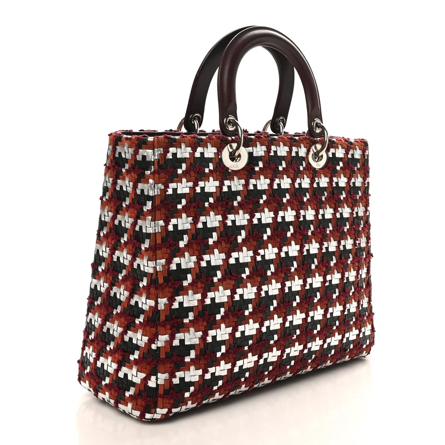 Lambskin Woven Tweed Large Lady Dior Red Multicolor - Image 3