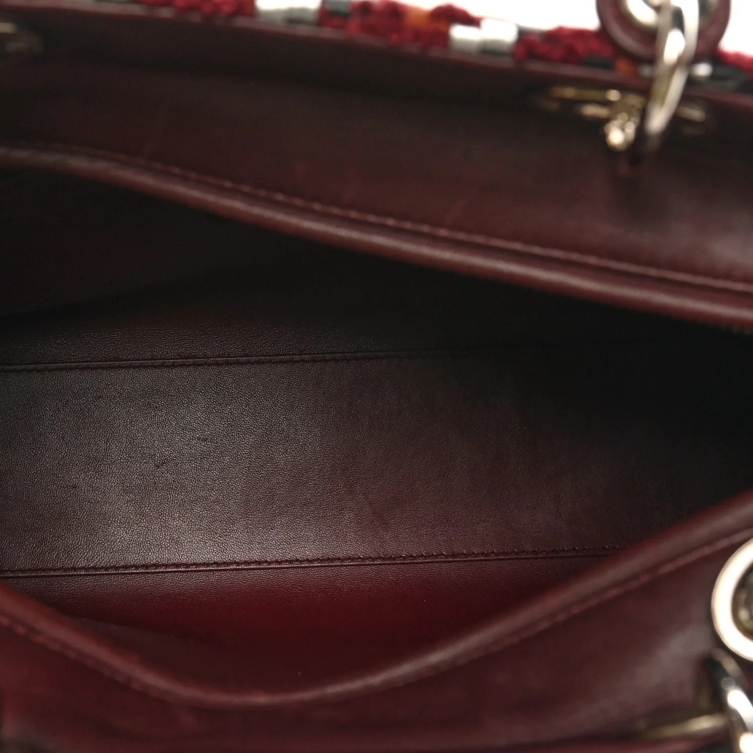Lambskin Woven Tweed Large Lady Dior Red Multicolor - Image 5