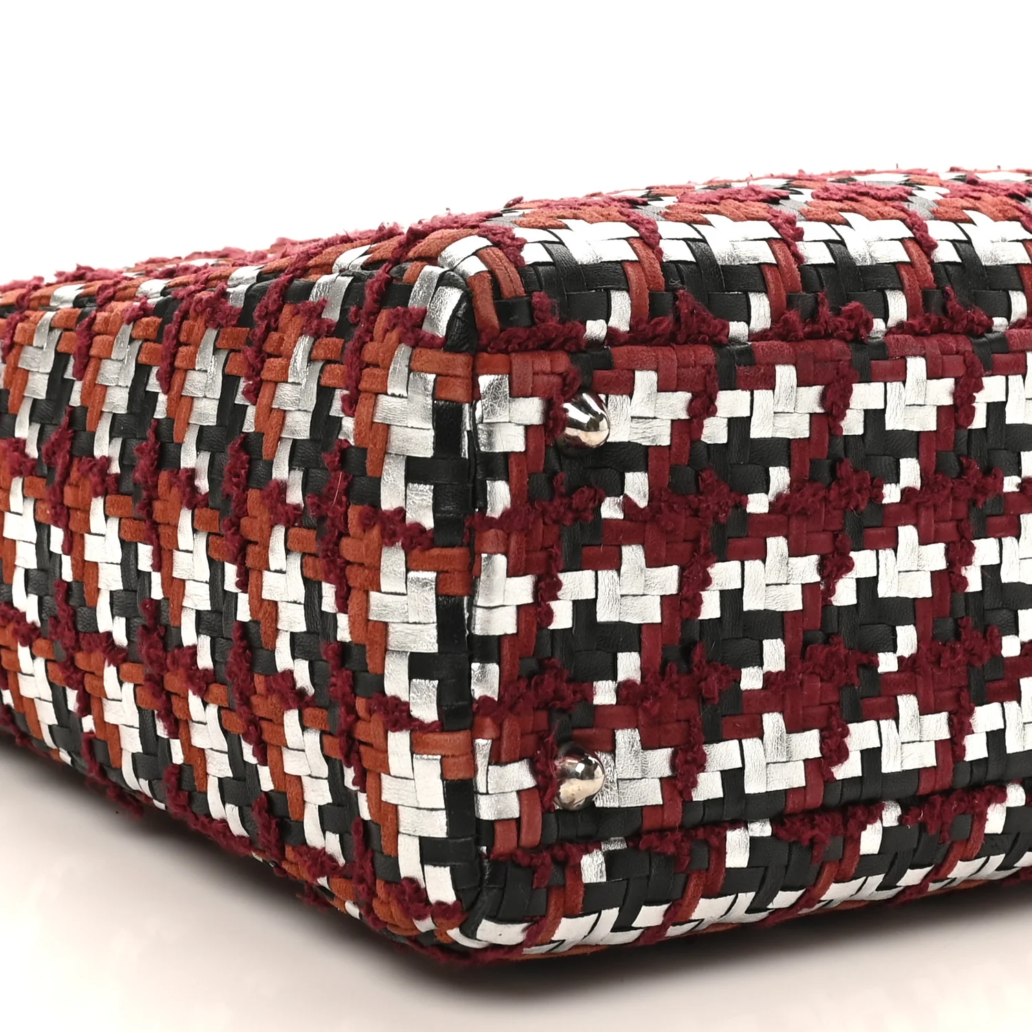 Lambskin Woven Tweed Large Lady Dior Red Multicolor - Image 9
