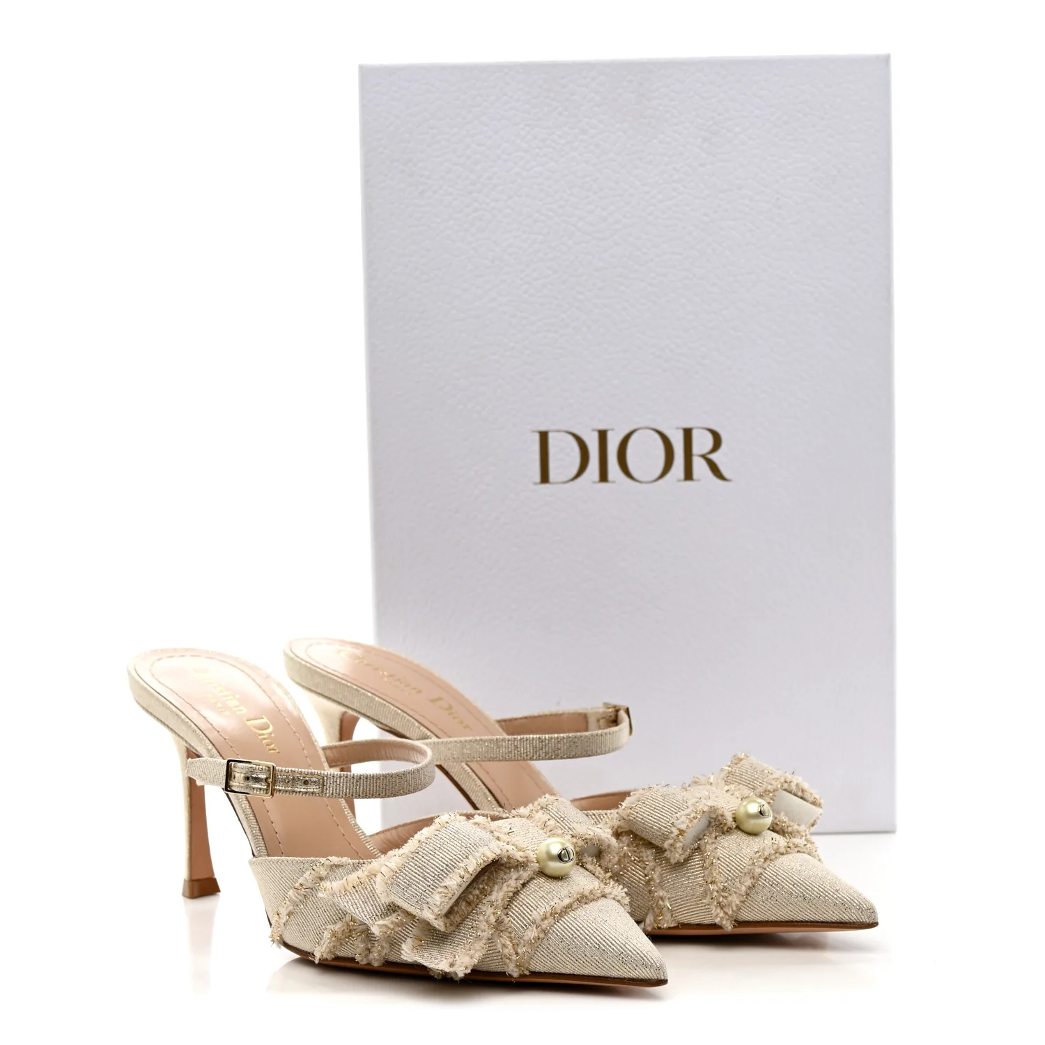 Laminated Grosgrain Pearl Fringe Adiorable Mule 37 Shiny Gold - Image 12