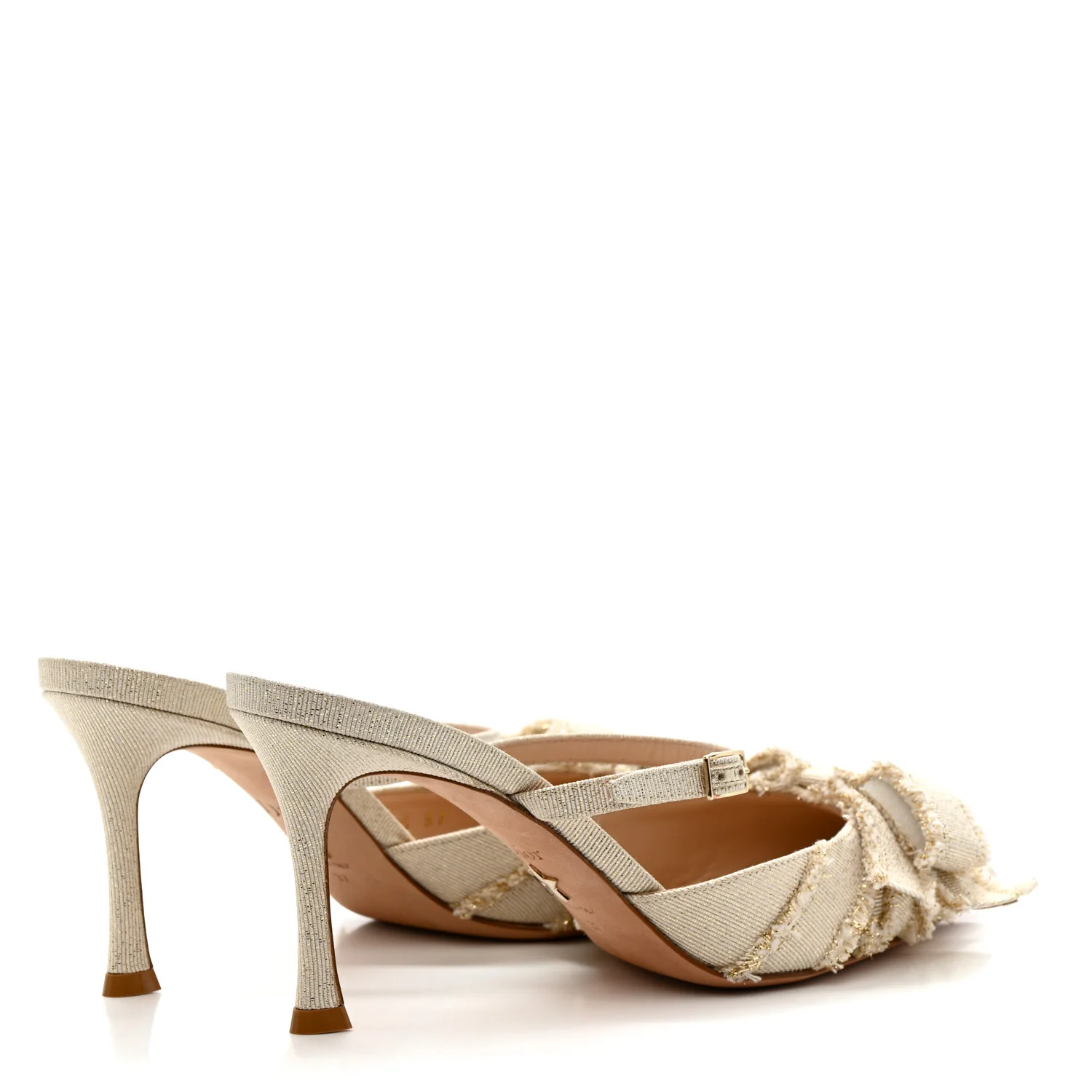 Laminated Grosgrain Pearl Fringe Adiorable Mule 37 Shiny Gold - Image 5