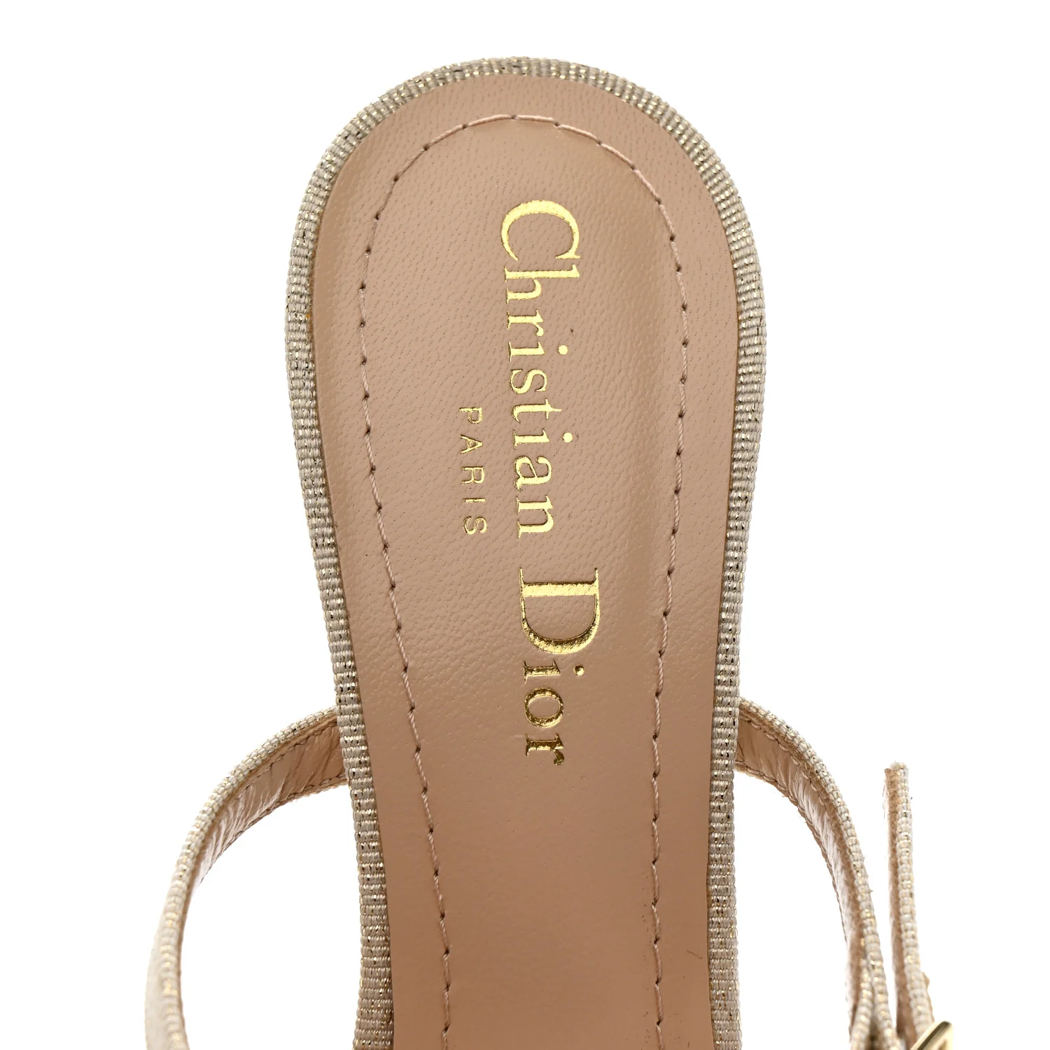 Laminated Grosgrain Pearl Fringe Adiorable Mule 37 Shiny Gold - Image 8