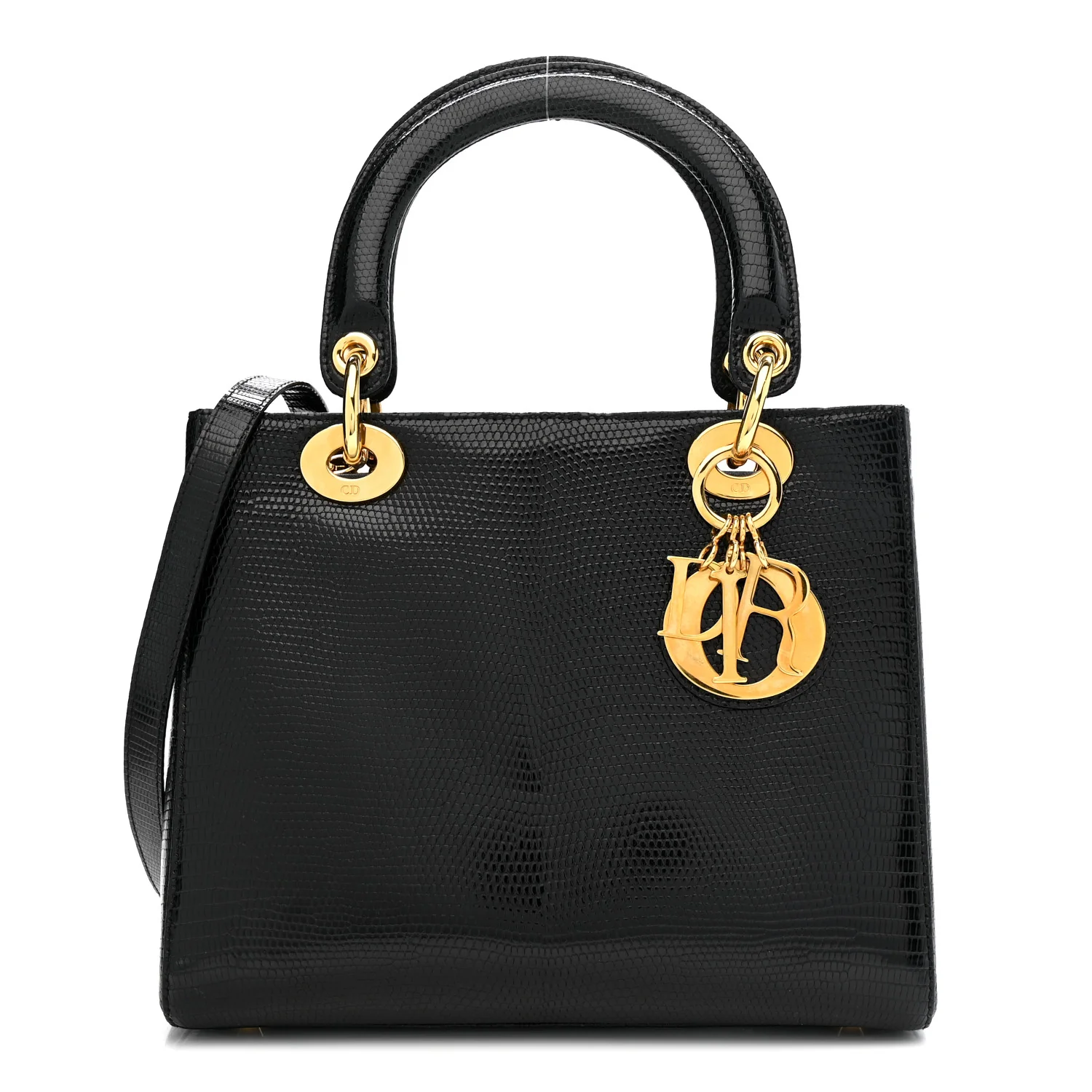 Lizard Medium Lady Dior Black