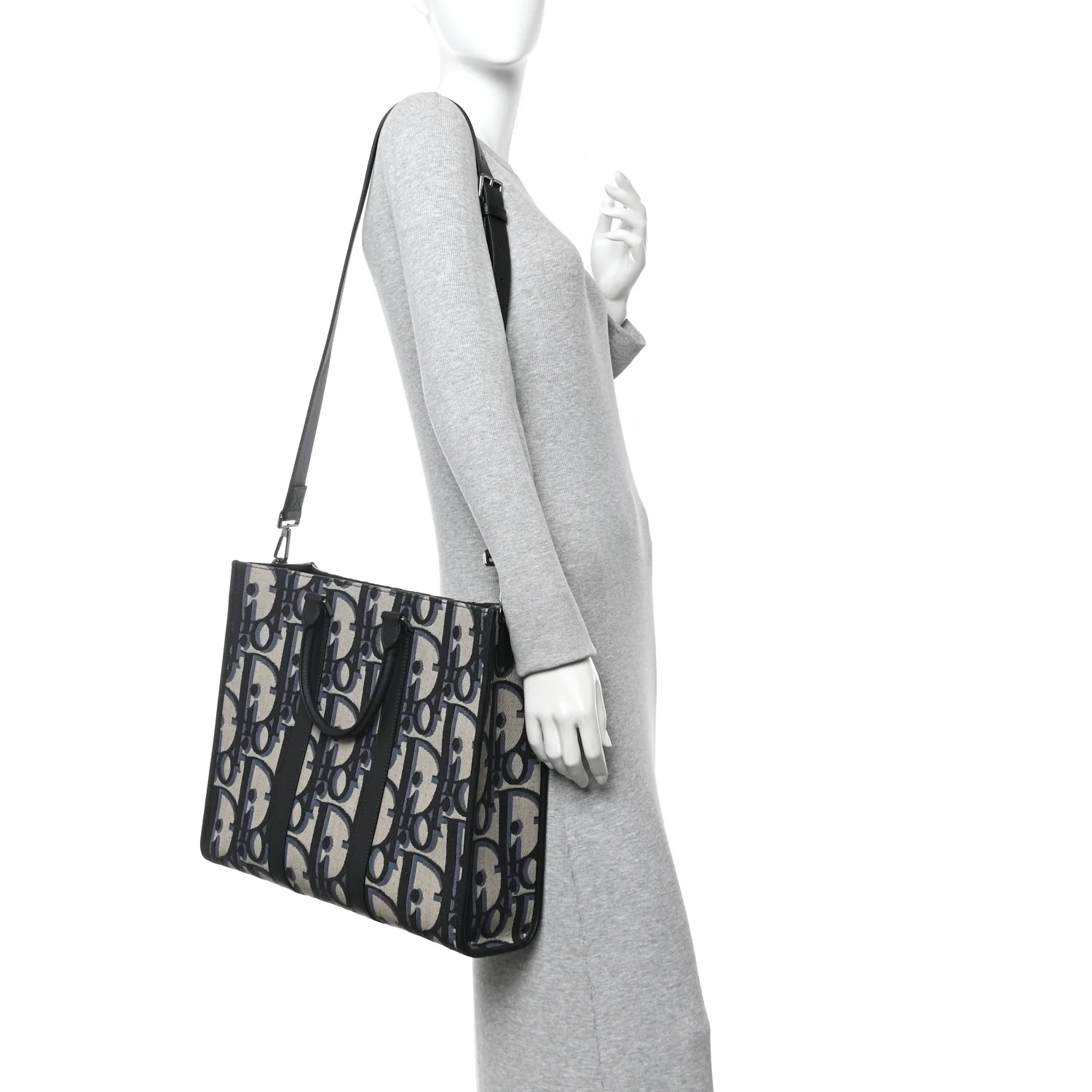 Maxi Oblique Jacquard East West Tote Beige Blue - Image 2