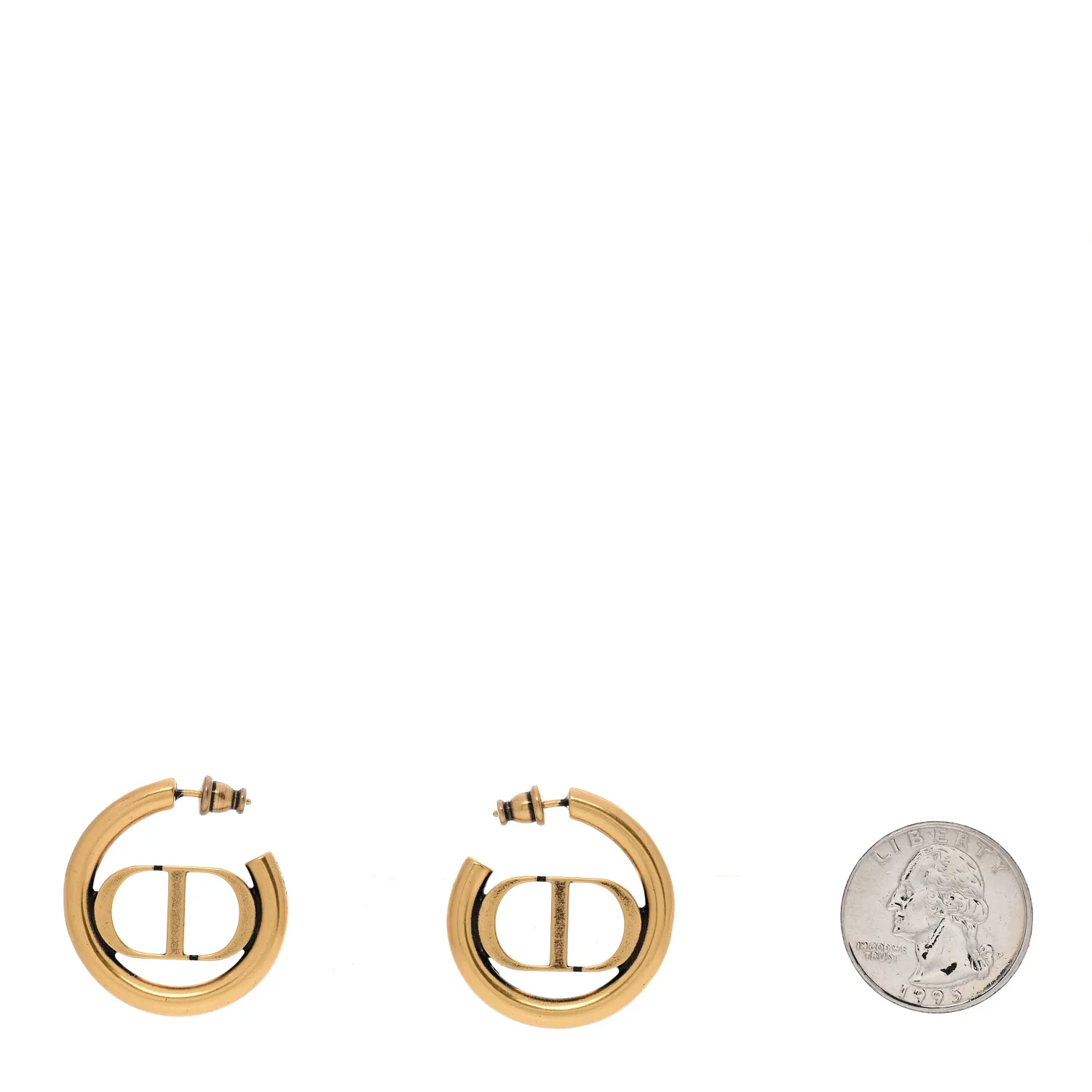 Metal 30 Montaigne Hoop Earrings Aged Gold - Image 2