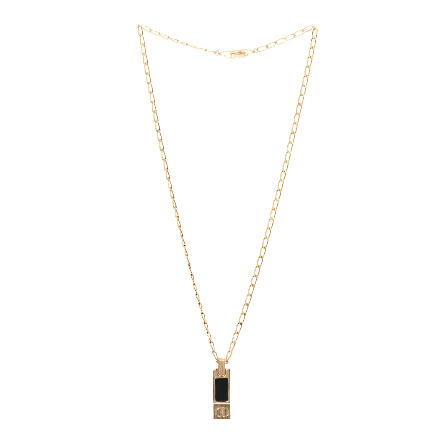 Metal CD Bar Necklace Gold Black - Image 3