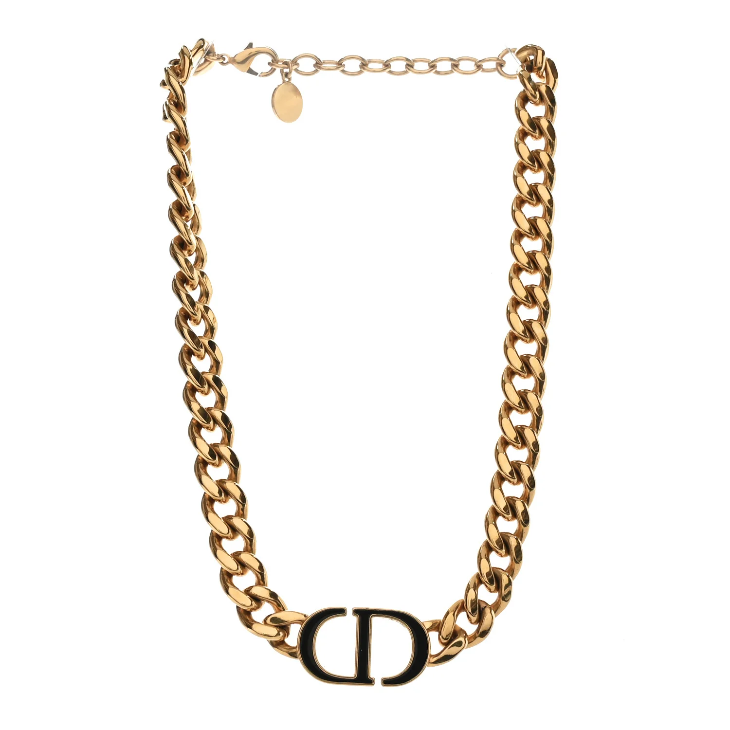 Metal CD Choker Necklace Gold Black - Image 3