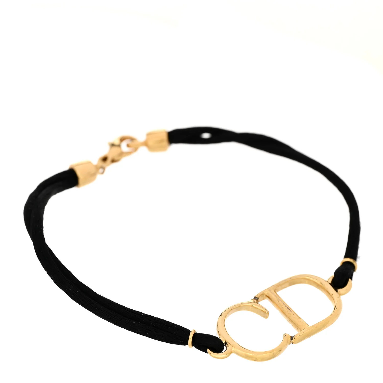 Metal CD Cord Bracelet Gold Black