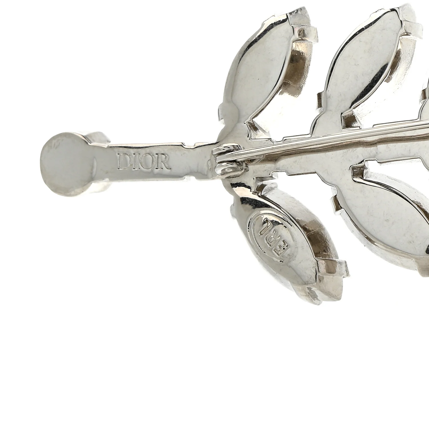 Metal Crystal Leaf Brooch Silver - Image 4