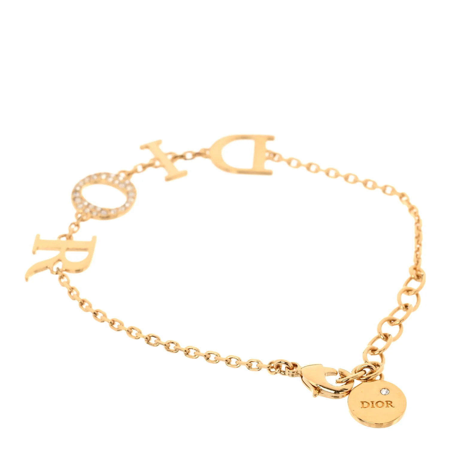 Metal Crystal Letters Bracelet Gold - Image 3