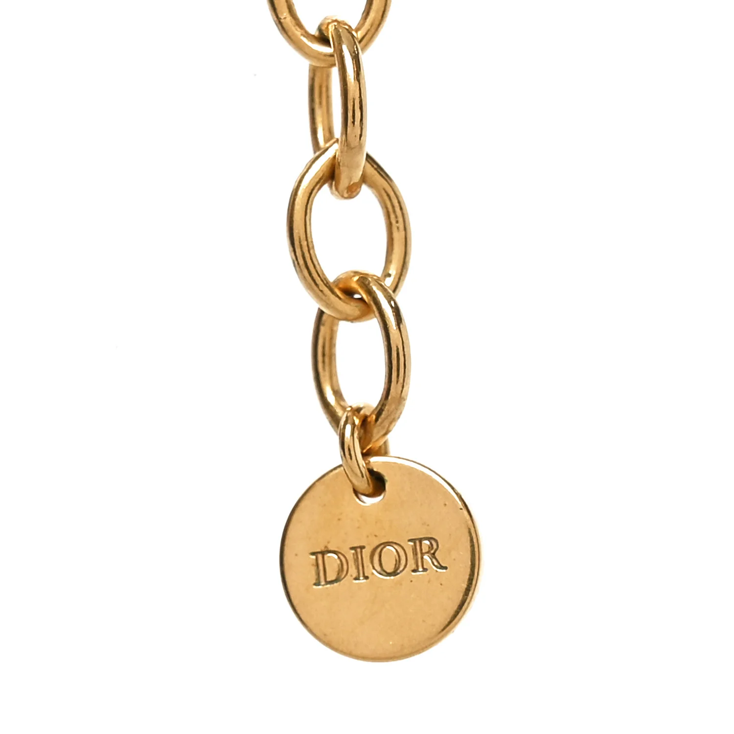 Metal Crystal Logo Chain Choker Necklace Gold - Image 4