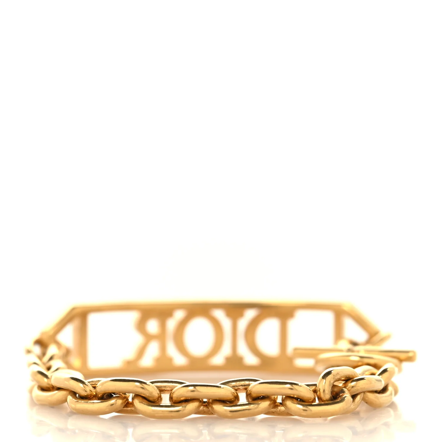 Metal Crystal Logo ID Chain Bracelet Gold - Image 3