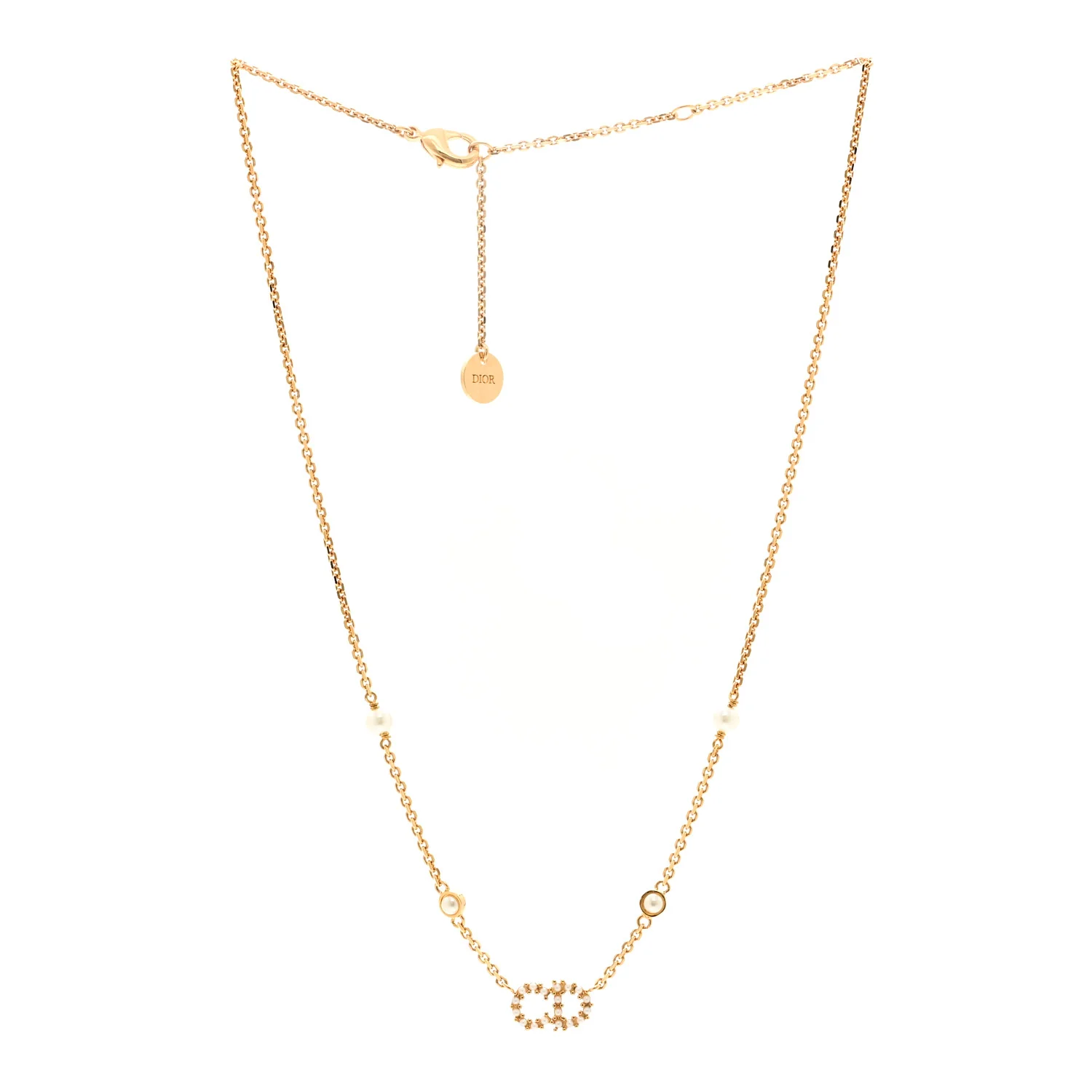 Metal Crystal Pearl Clair D Lune Necklace Gold - Image 3