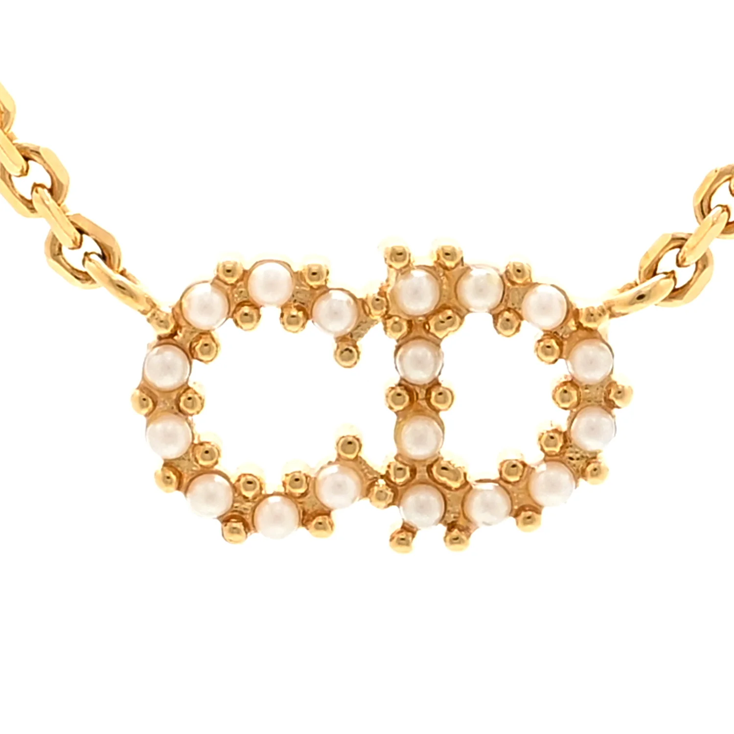 Metal Crystal Pearl Clair D Lune Necklace Gold - Image 4