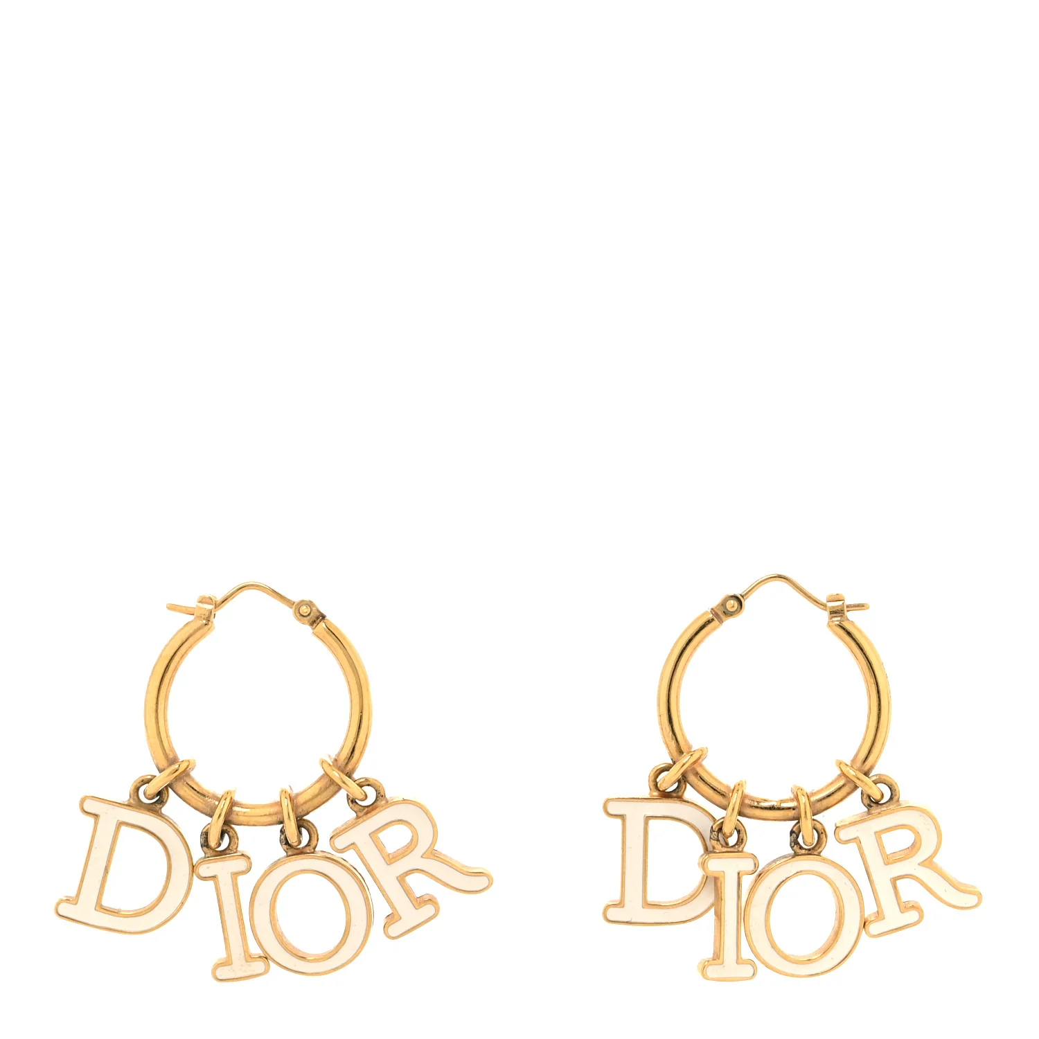 Metal Enamel Dio(r)evolution Hoop Earrings Gold White - Image 2