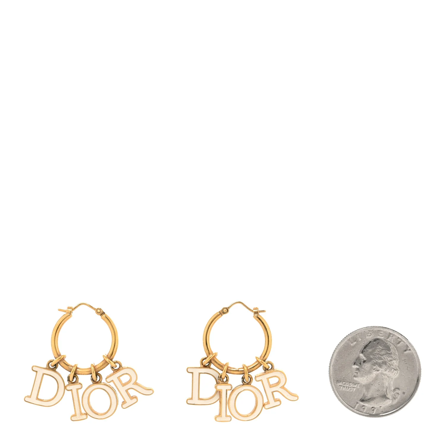 Metal Enamel Dio(r)evolution Hoop Earrings Gold White - Image 3