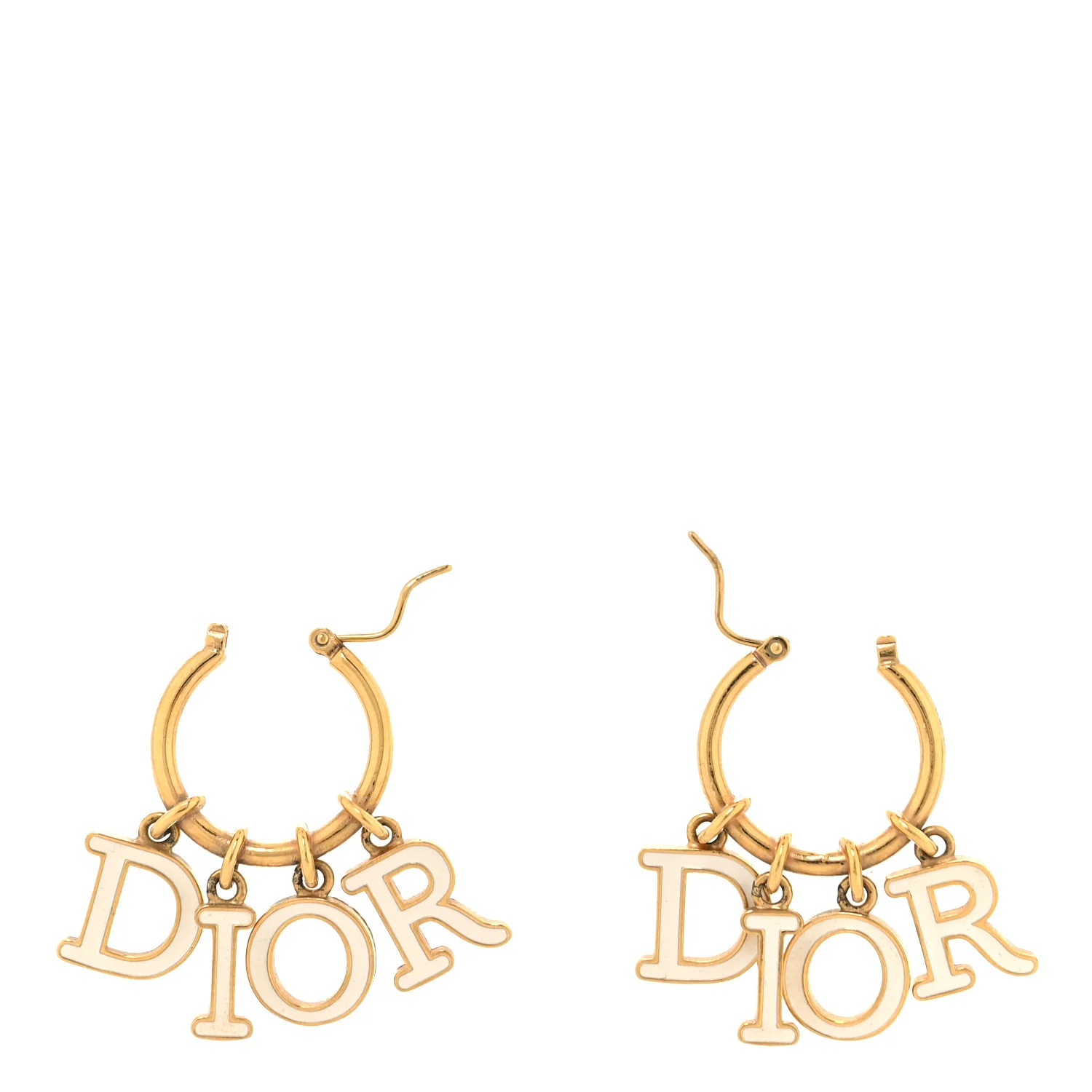 Metal Enamel Dio(r)evolution Hoop Earrings Gold White - Image 7
