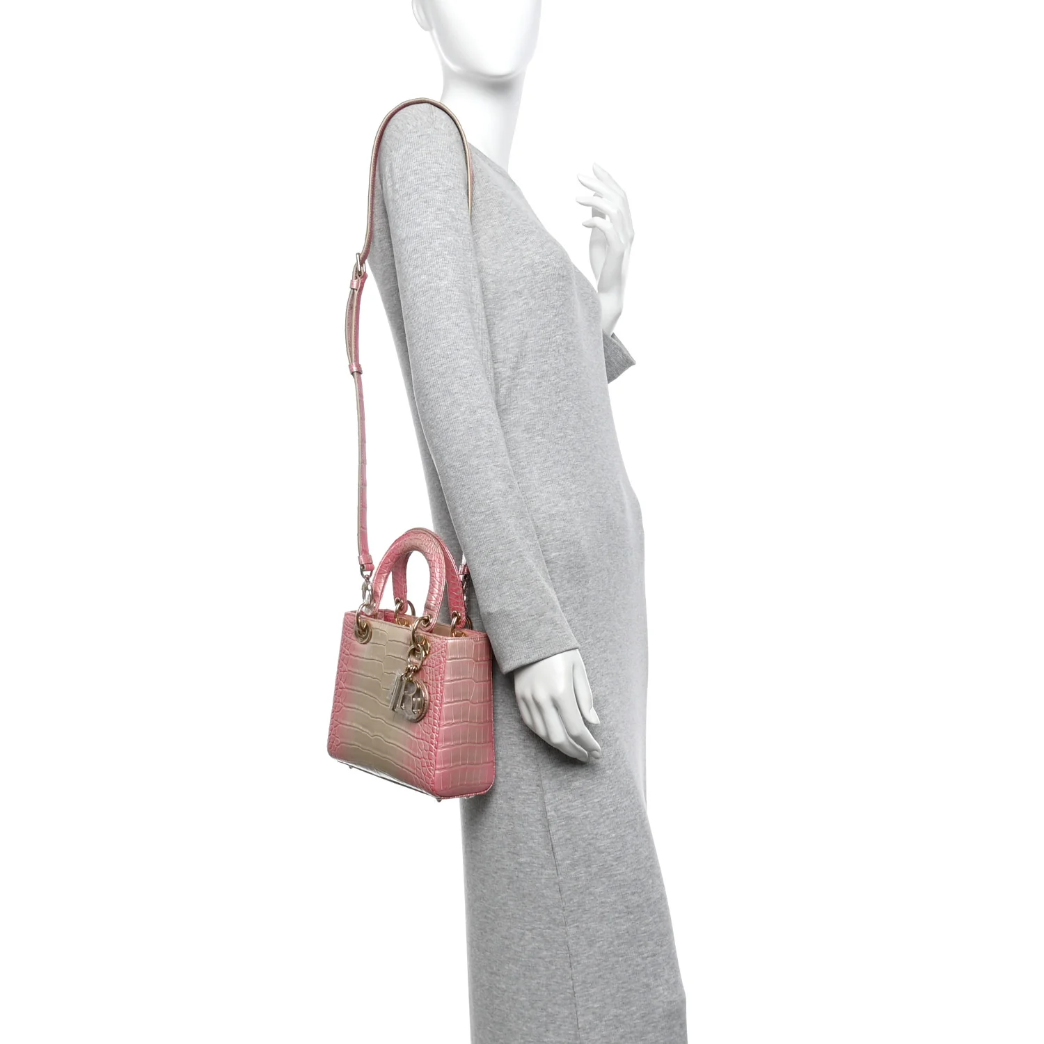 Metallic Alligator Gradient Small Lady Dior Pink - Image 2