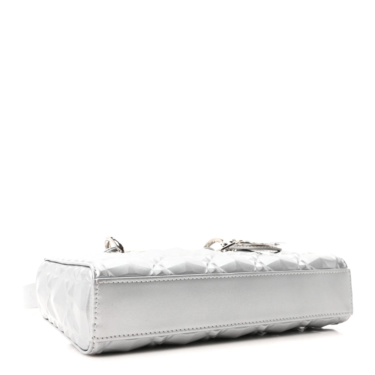 Metallic Calfskin Cannage Diamond Small Lady D-Joy Silver - Image 4