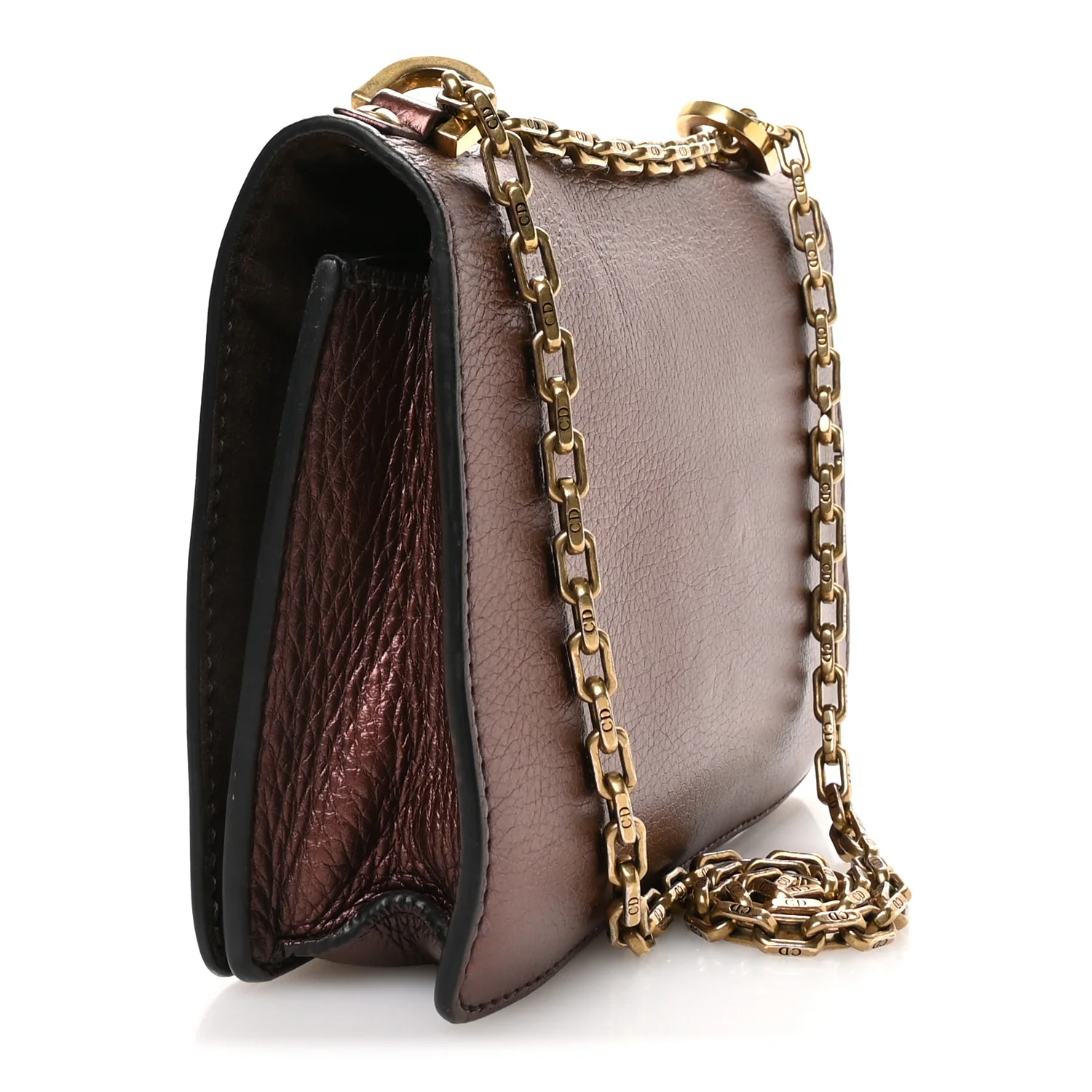 Metallic Calfskin J'Adior Chain Flap Bag Noisette - Image 3