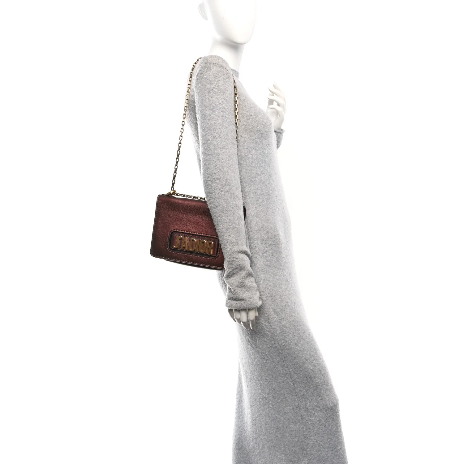 Metallic Calfskin J'Adior Chain Flap Bag Noisette - Image 2
