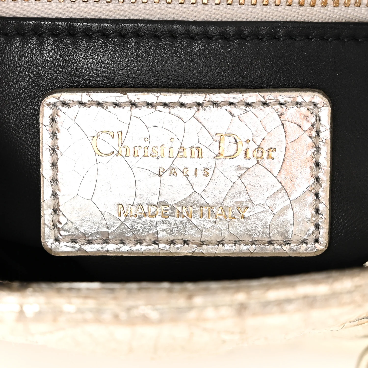 Metallic Crinkled Lambskin Cannage Mini Lady Dior Silver - Image 6