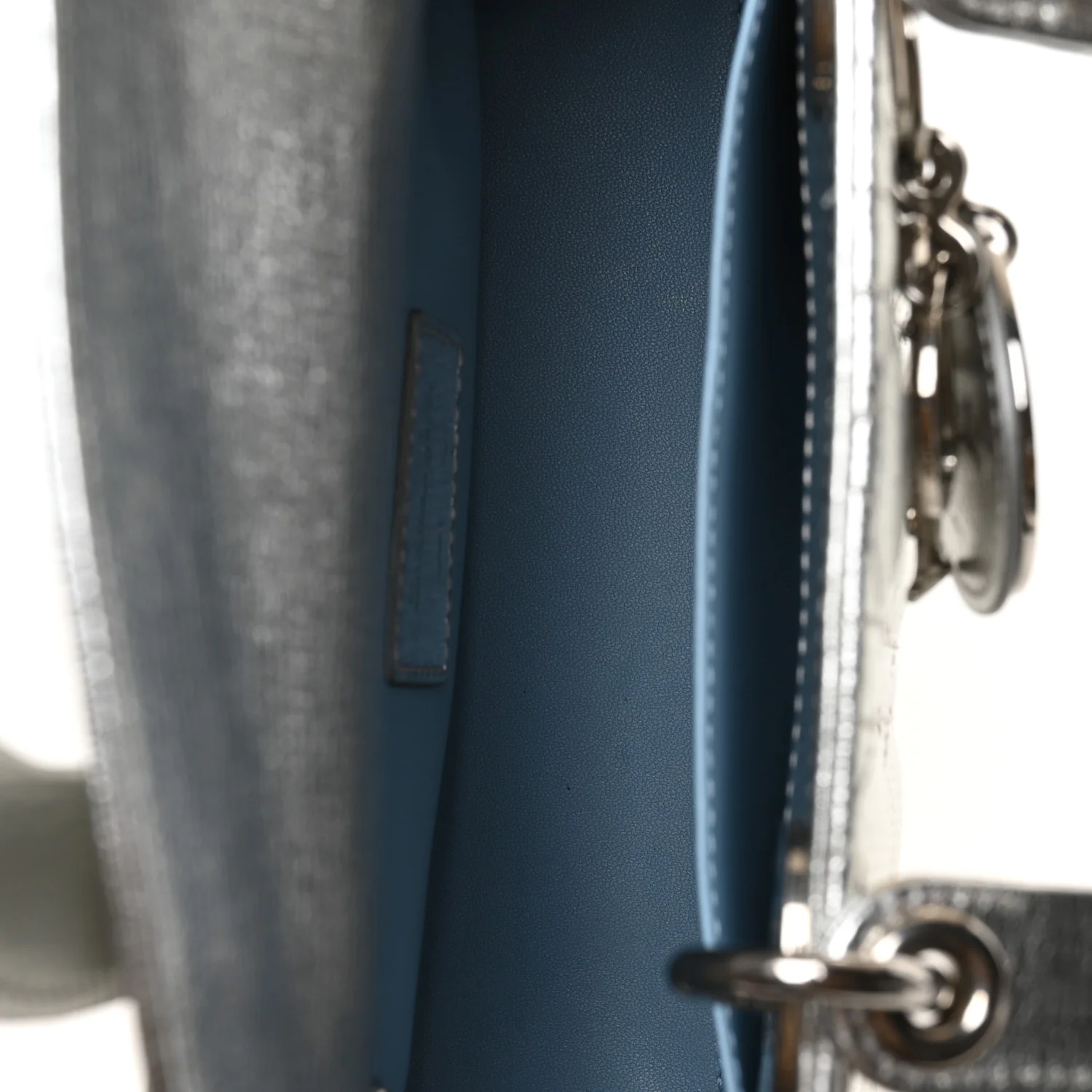 Metallic Grained Calfskin Cannage Small Lucky Badges My Lady Dior Silver - Image 5