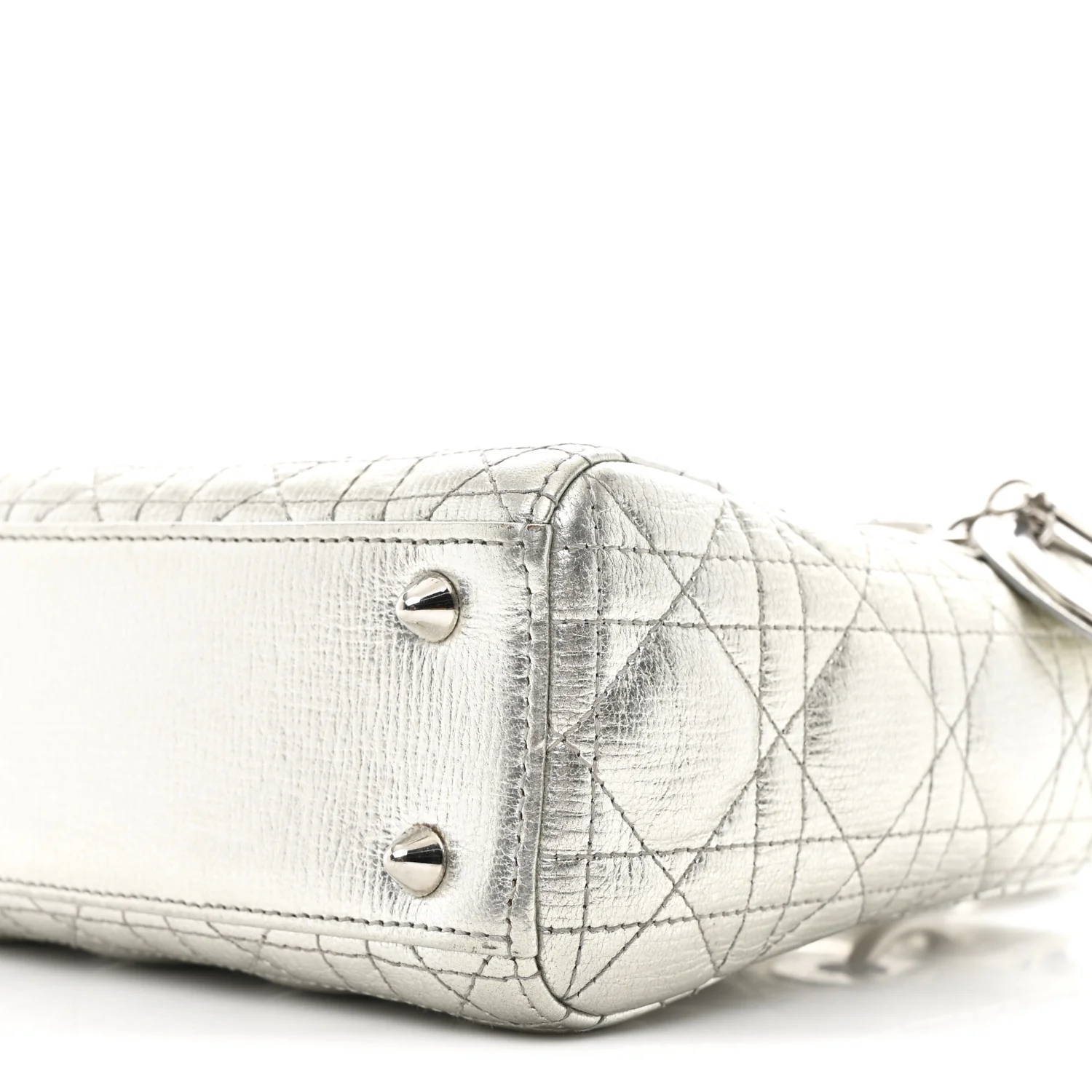 Metallic Grained Calfskin Cannage Small Lucky Badges My Lady Dior Silver - Image 10