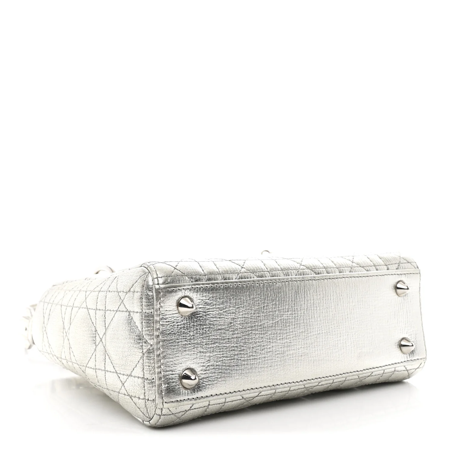 Metallic Grained Calfskin Cannage Small Lucky Badges My Lady Dior Silver - Image 4