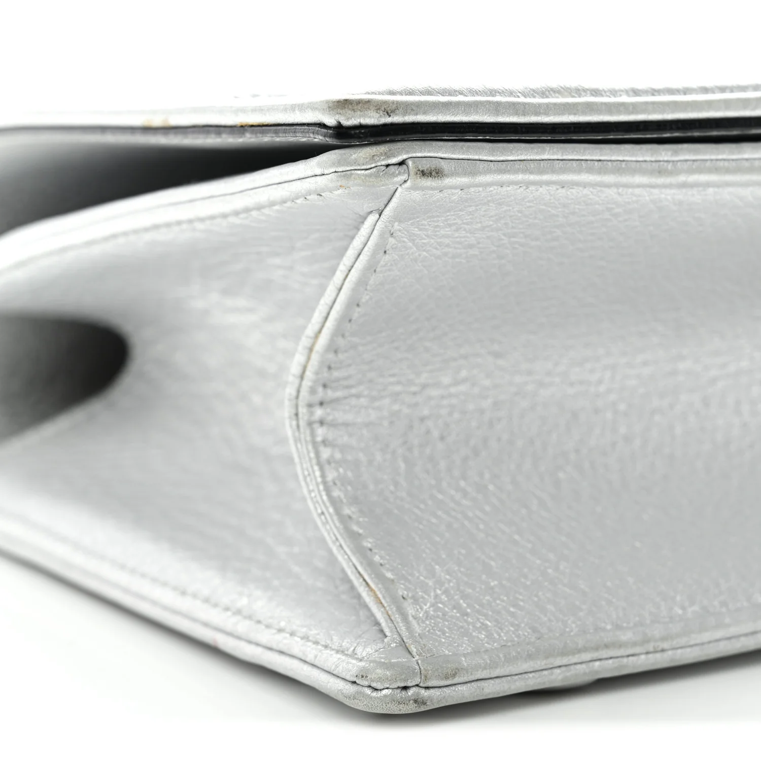 Metallic Grained Calfskin Medium Diorama Flap Bag Silver - Image 8