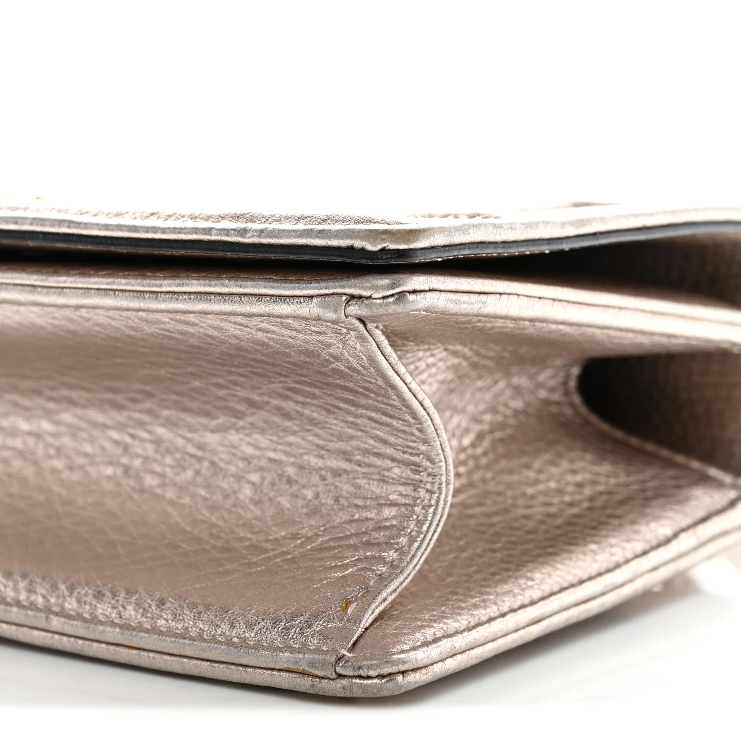 Metallic Grained Calfskin Small Diorama Flap Bag Copper - Image 10