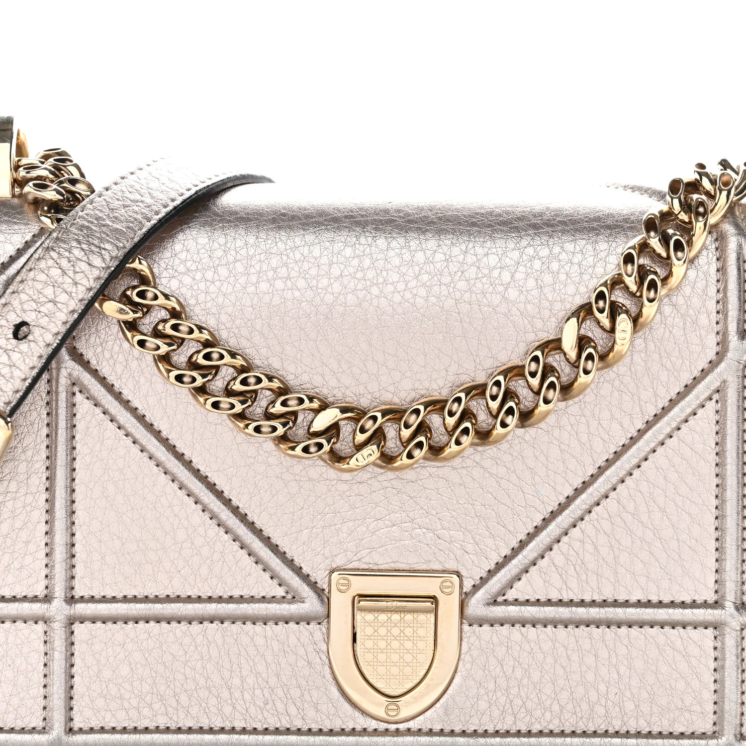 Metallic Grained Calfskin Small Diorama Flap Bag Copper - Image 7
