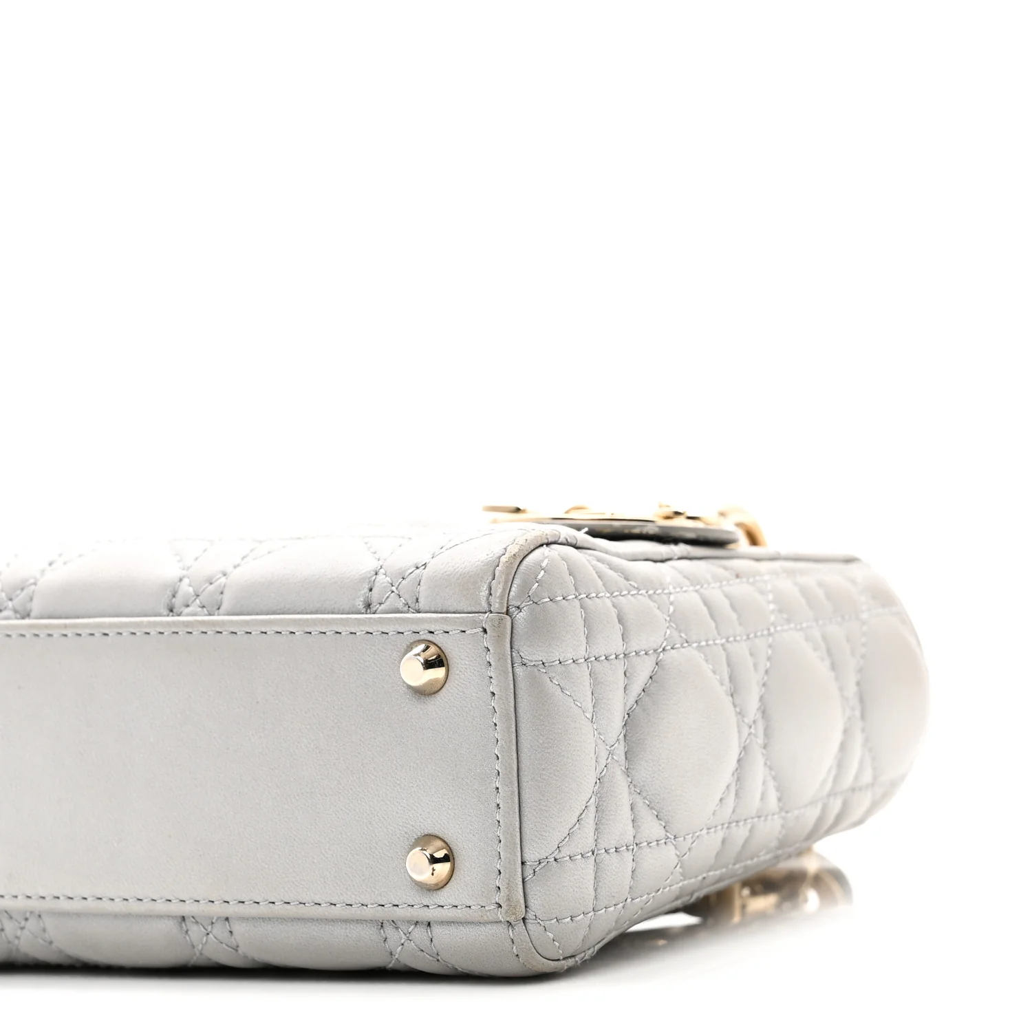 Metallic Lambskin Cannage Mini Lady Dior Grey - Image 10