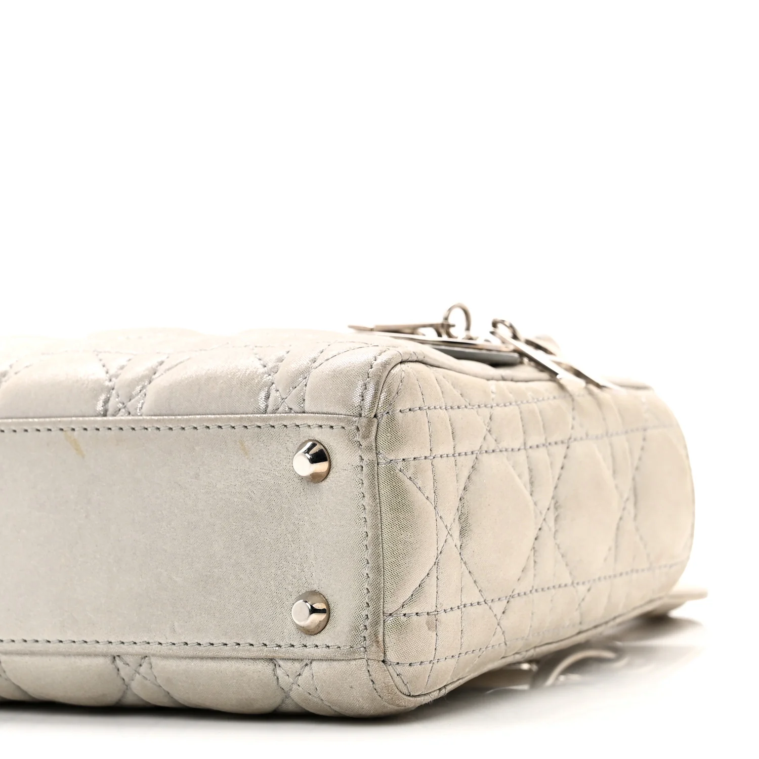 Metallic Lambskin Cannage Mini Lady Dior Silver - Image 10