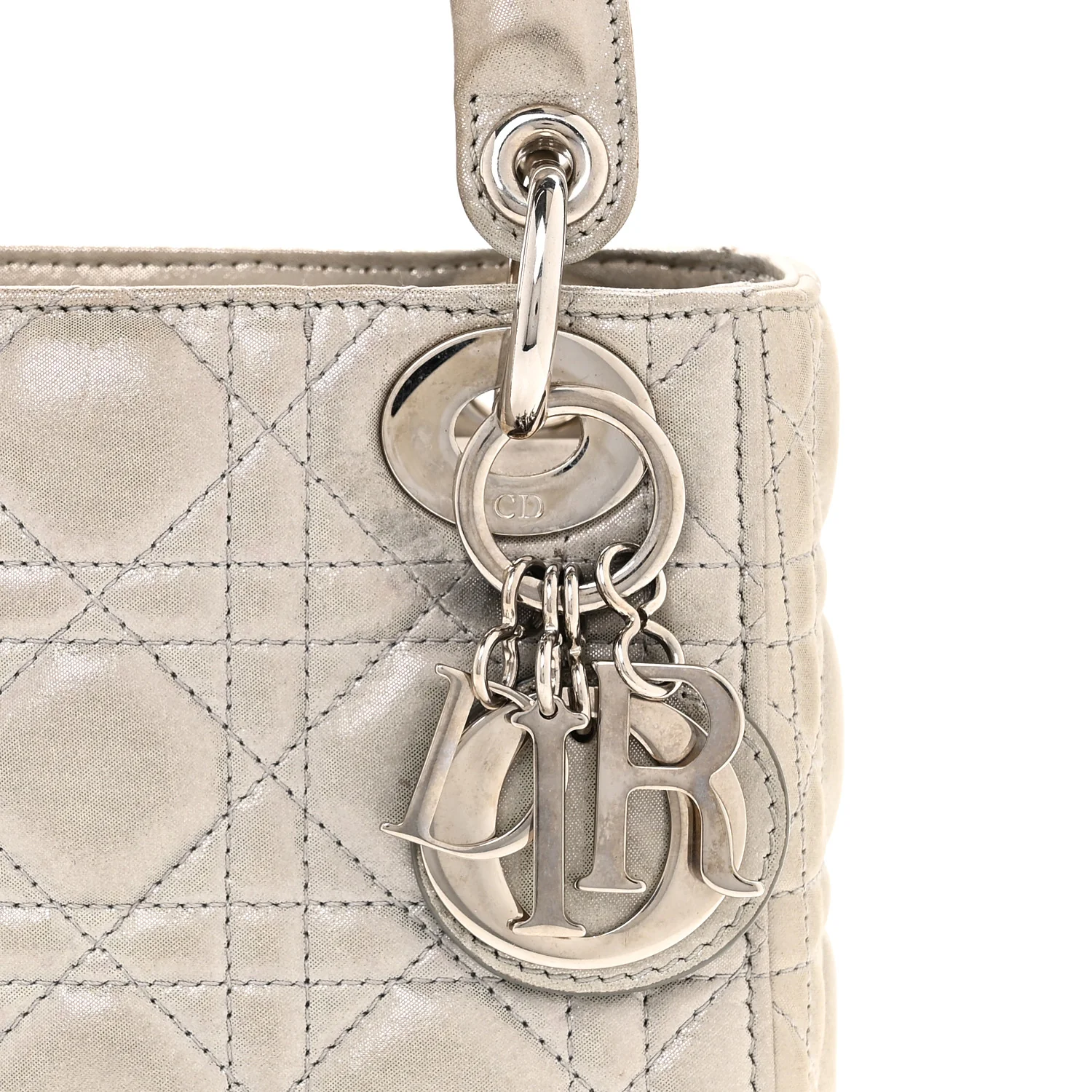 Metallic Lambskin Cannage Mini Lady Dior Silver - Image 8