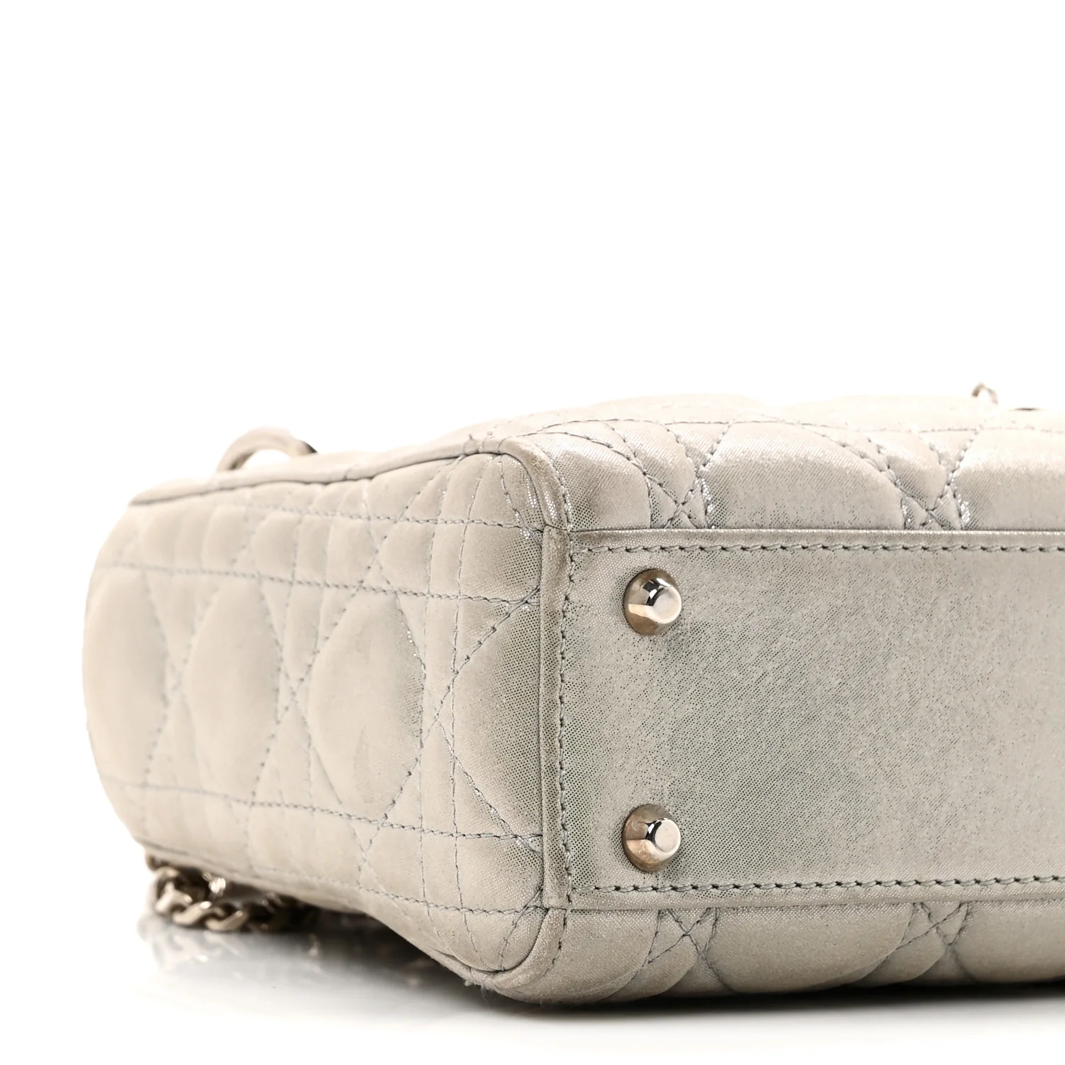 Metallic Lambskin Cannage Mini Lady Dior Silver - Image 9