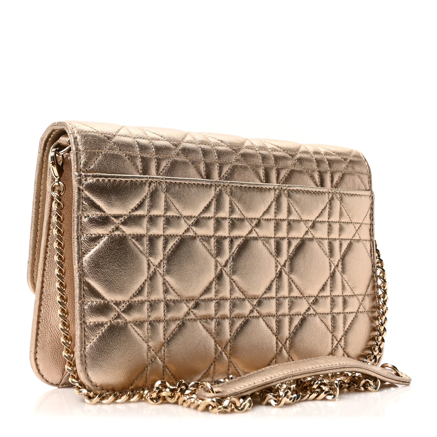 Metallic Lambskin Cannage Miss Dior Promenade Pouch Gold - Image 3