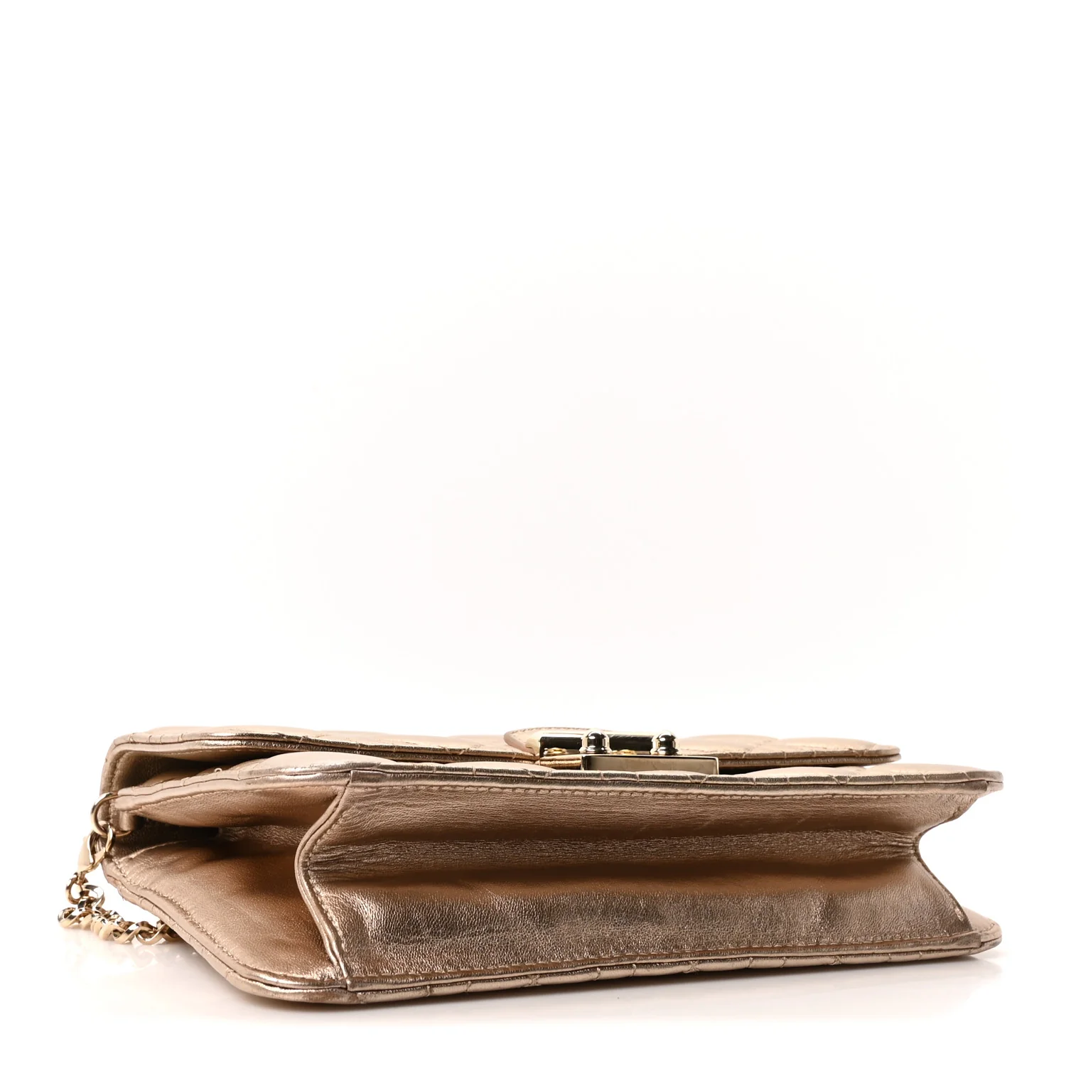Metallic Lambskin Cannage Miss Dior Promenade Pouch Gold - Image 4