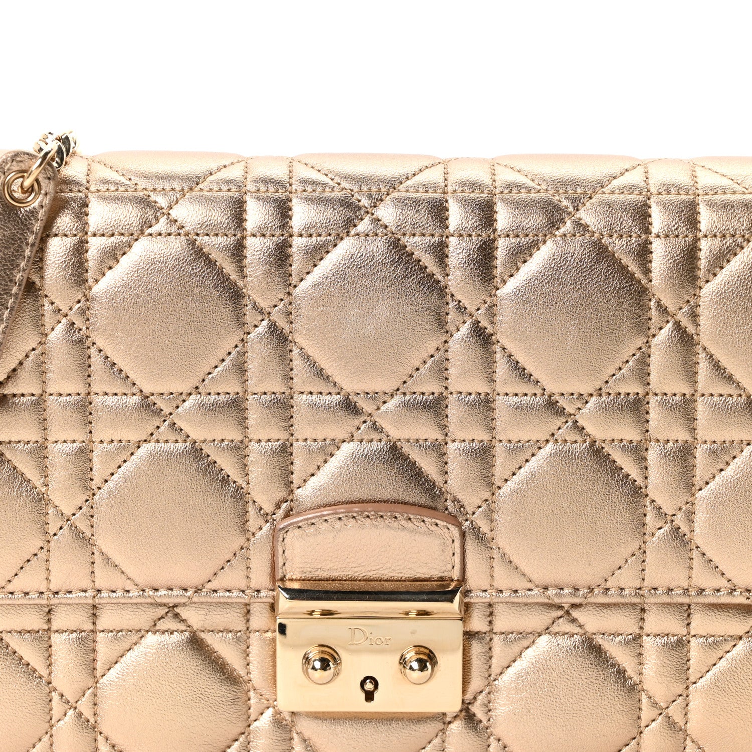 Metallic Lambskin Cannage Miss Dior Promenade Pouch Gold - Image 8