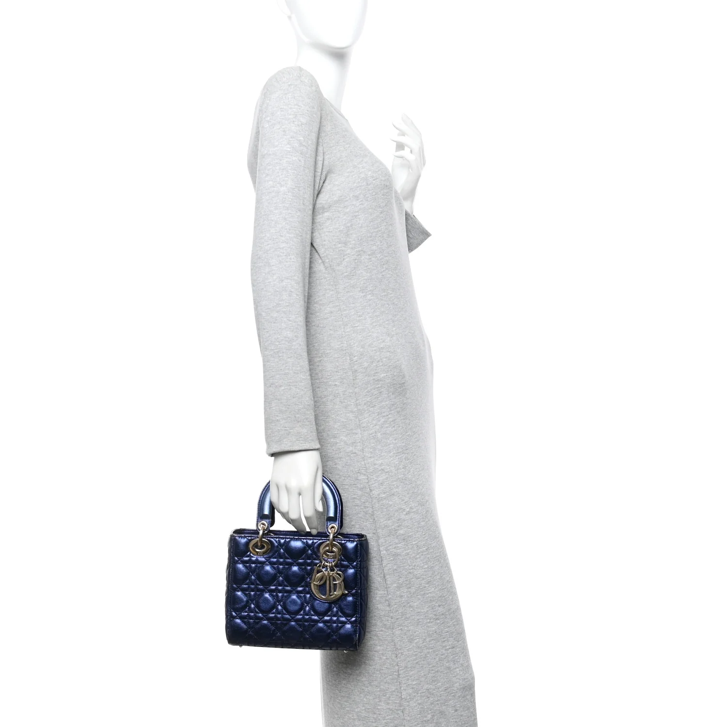 Metallic Lambskin Cannage Small My ABCDior Lady Dior Blue - Image 2