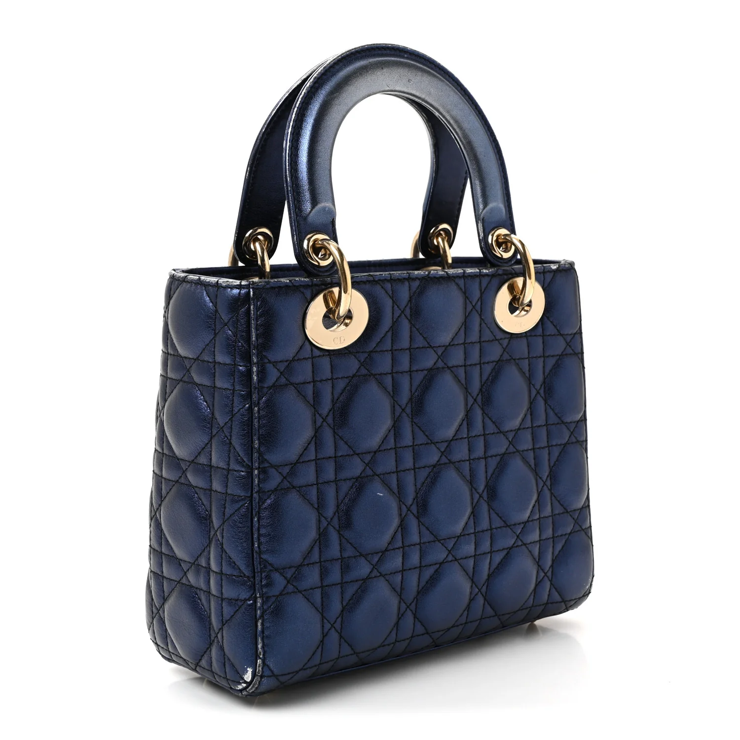 Metallic Lambskin Cannage Small My ABCDior Lady Dior Blue - Image 3