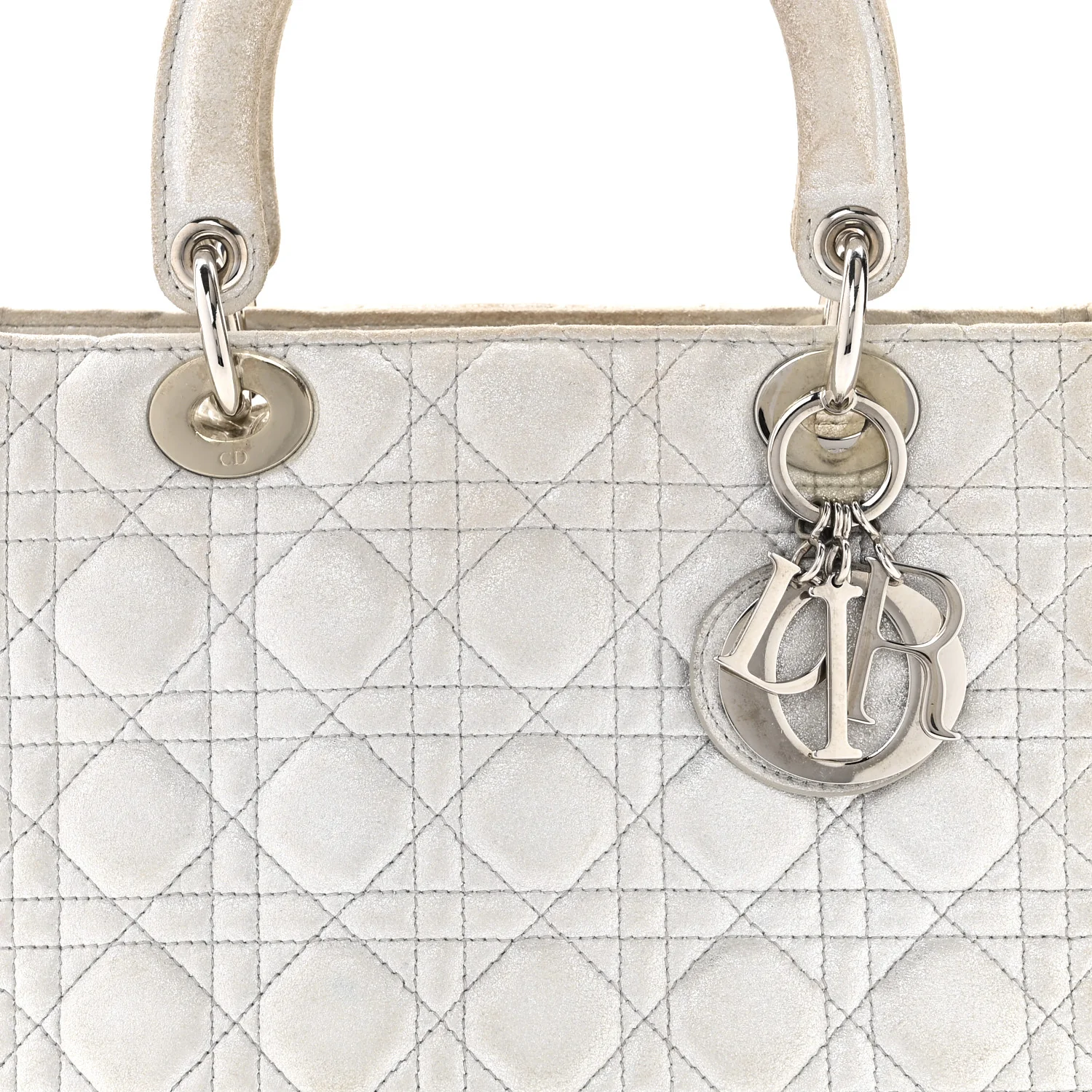 Metallic Nubuck Cannage Medium Lady Dior Silver - Image 8