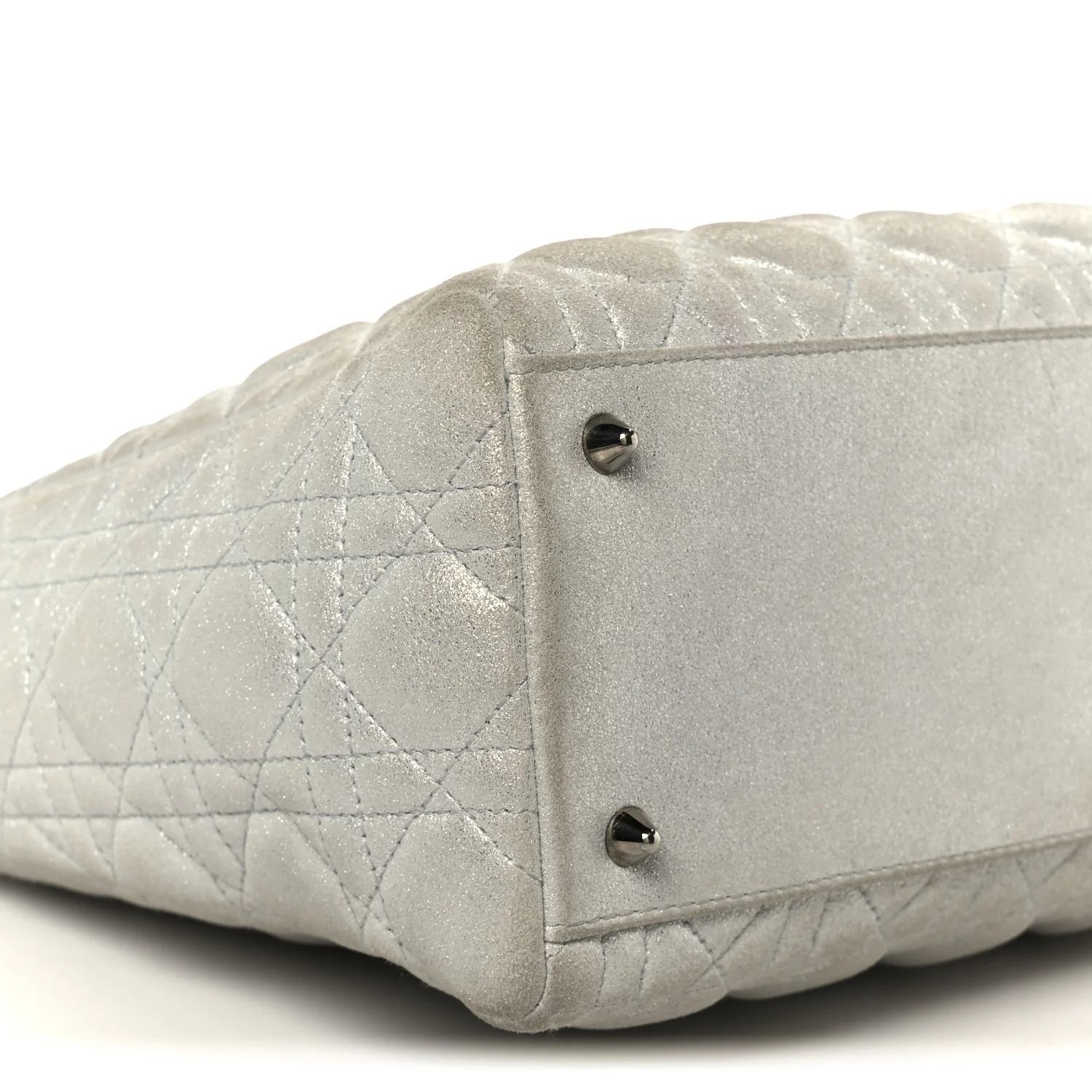 Metallic Nubuck Cannage Medium Lady Dior Silver - Image 9